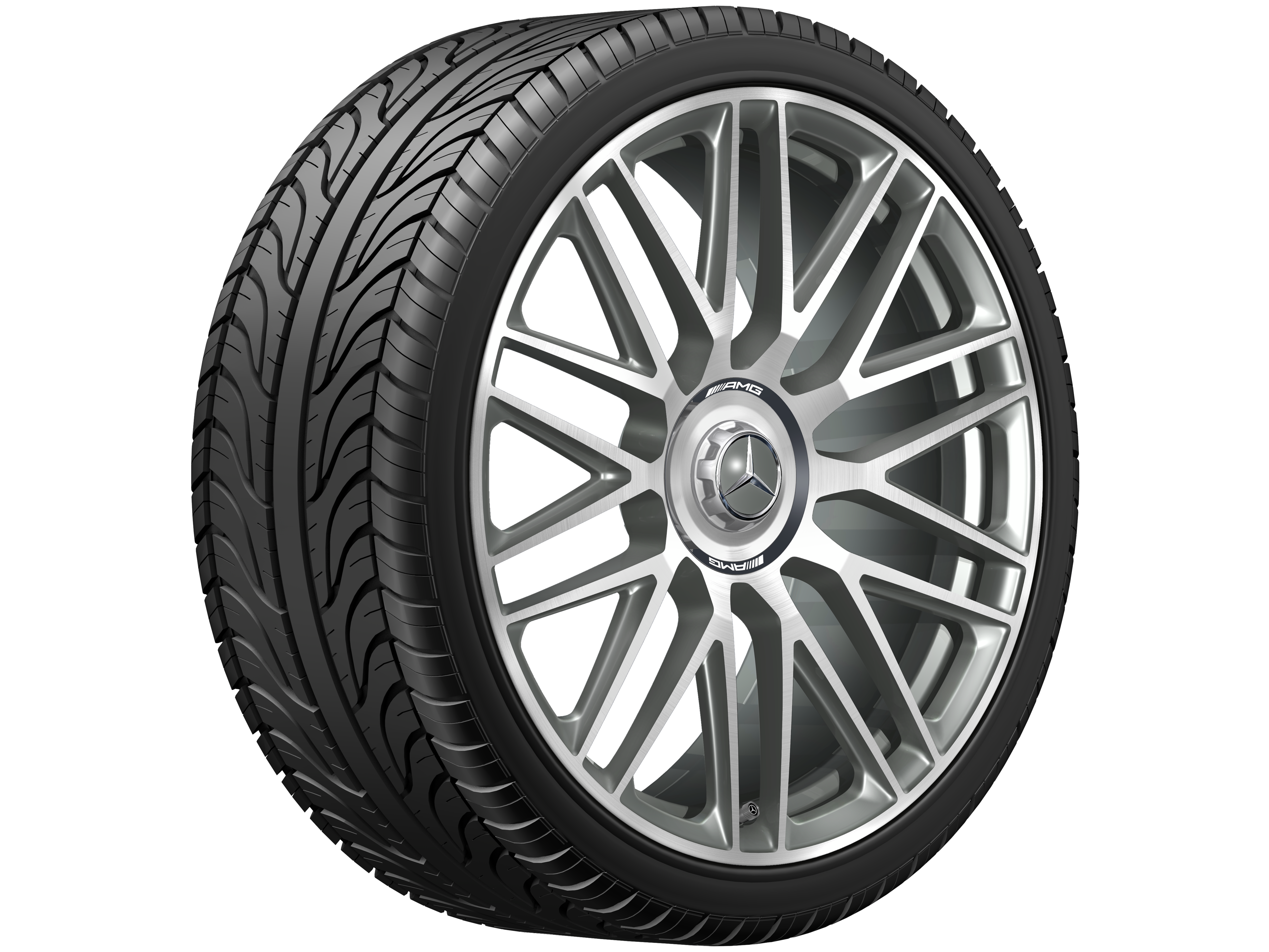 Obręcz kuta AMG z 10 podwójnymi ramionami, 53,3 cm (21 cali) - 10,5 J x 21 ET 42, szarość tytanu, toczone na połysk