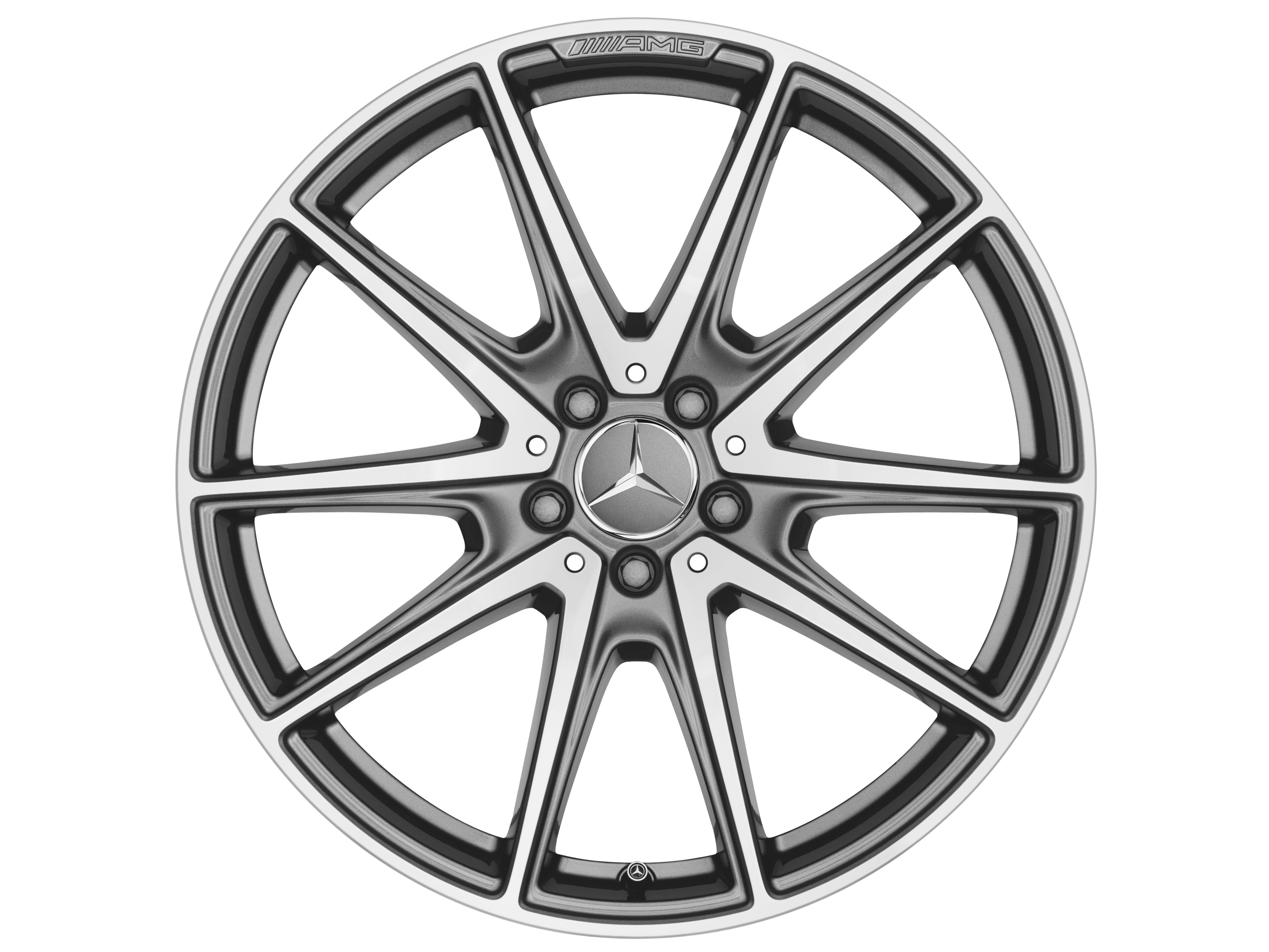 Obręcz AMG 10-ramienna, 50,8 cm (20 cali) - 8,5 J x 20 ET 38, szarość tytanu, toczone na połysk