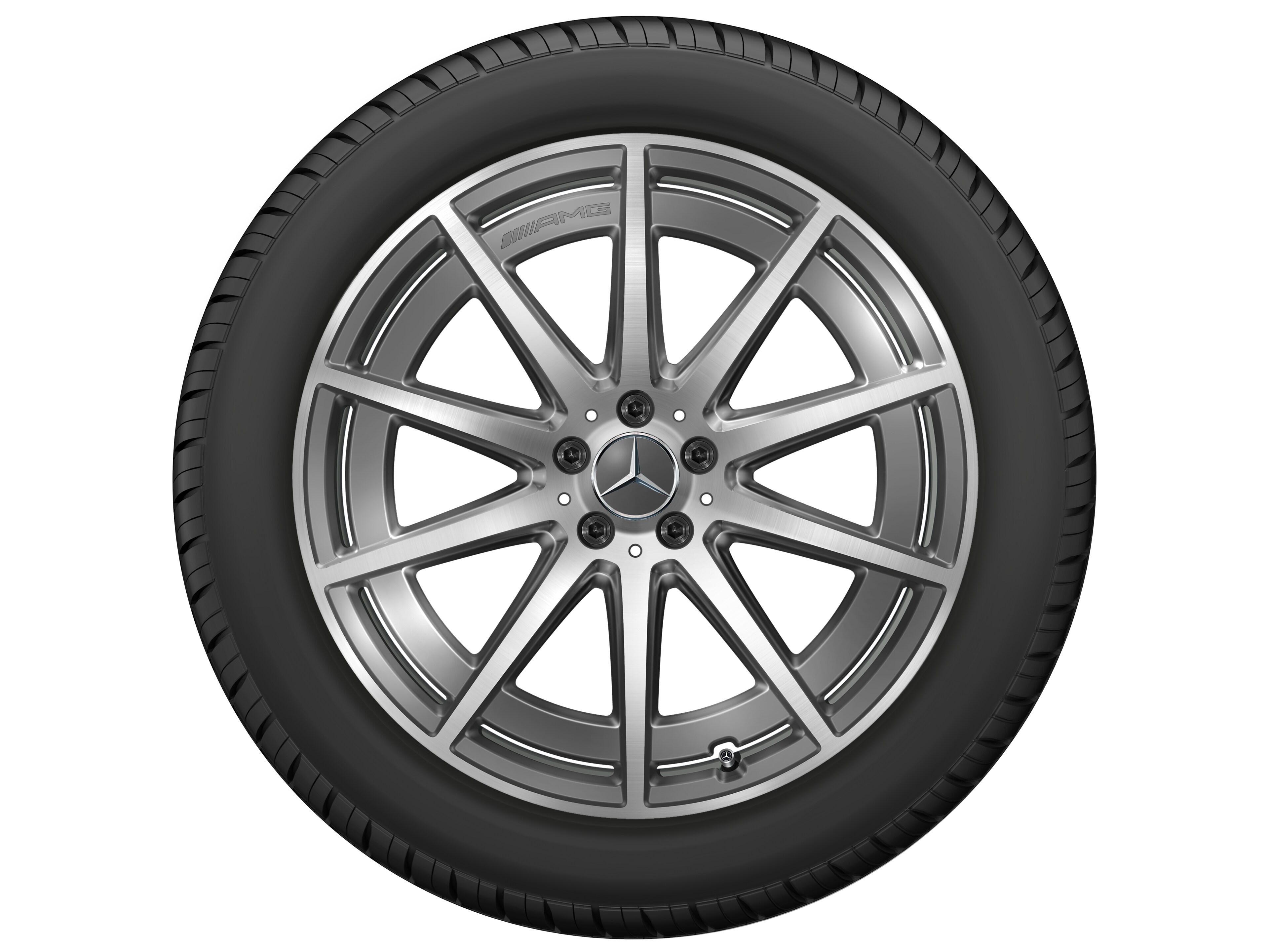Obręcz AMG 10-ramienna, 53,3 cm (21 cali) - 9 J x 21 ET 36, szarość tantalu, toczone na połysk