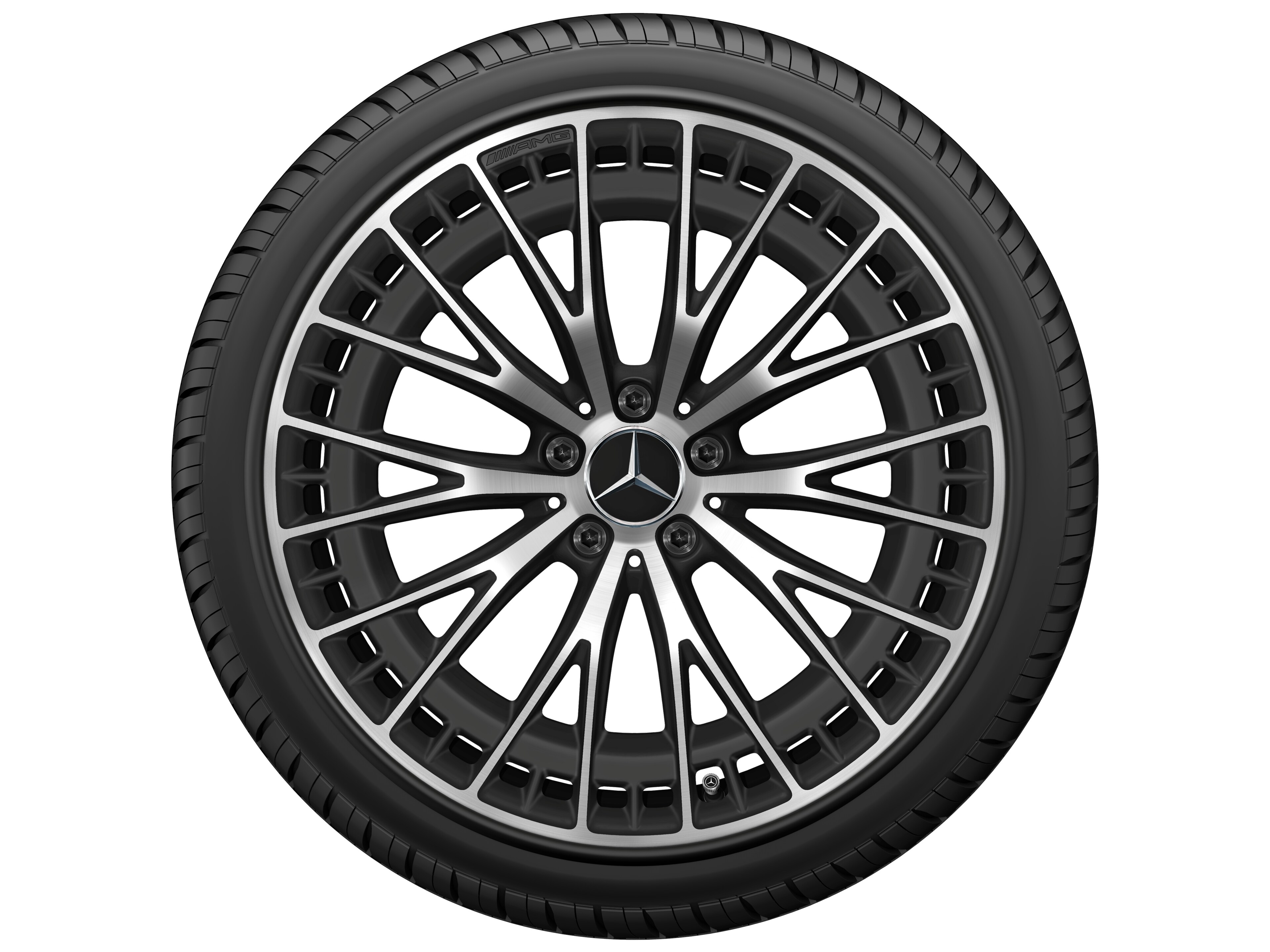 Obręcz AMG z lekkiego stopu, z ramionami w kształcie Y, 50,8 cm (20 cali) - 9,5 J x 20 ET 19, czarny mat, toczone na połysk