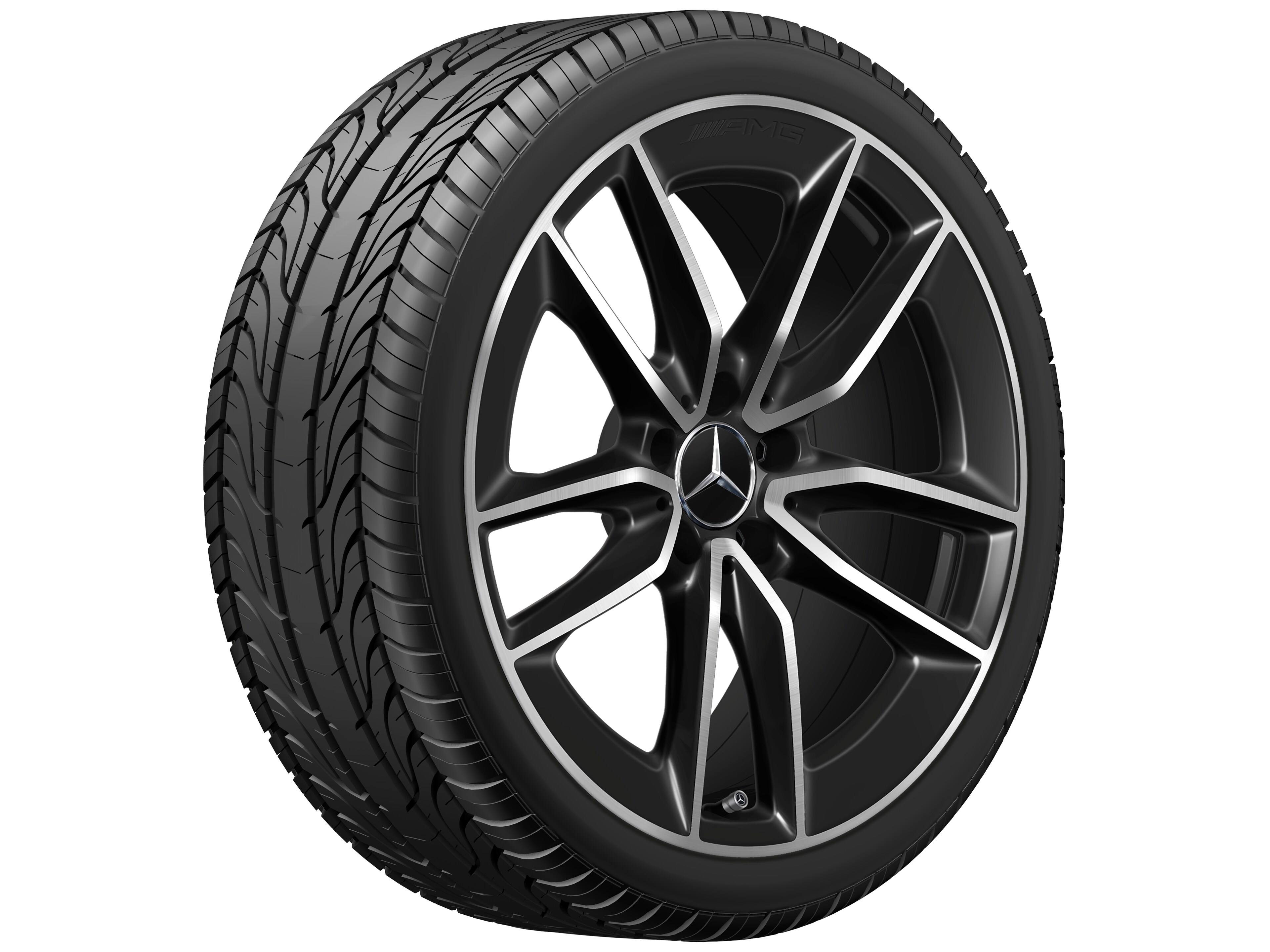 Obręcz AMG z 5 podwójnymi ramionami, 48,3 cm (19 cali) - 8,5 J x 19 ET 55,2, czerń, toczone na połysk
