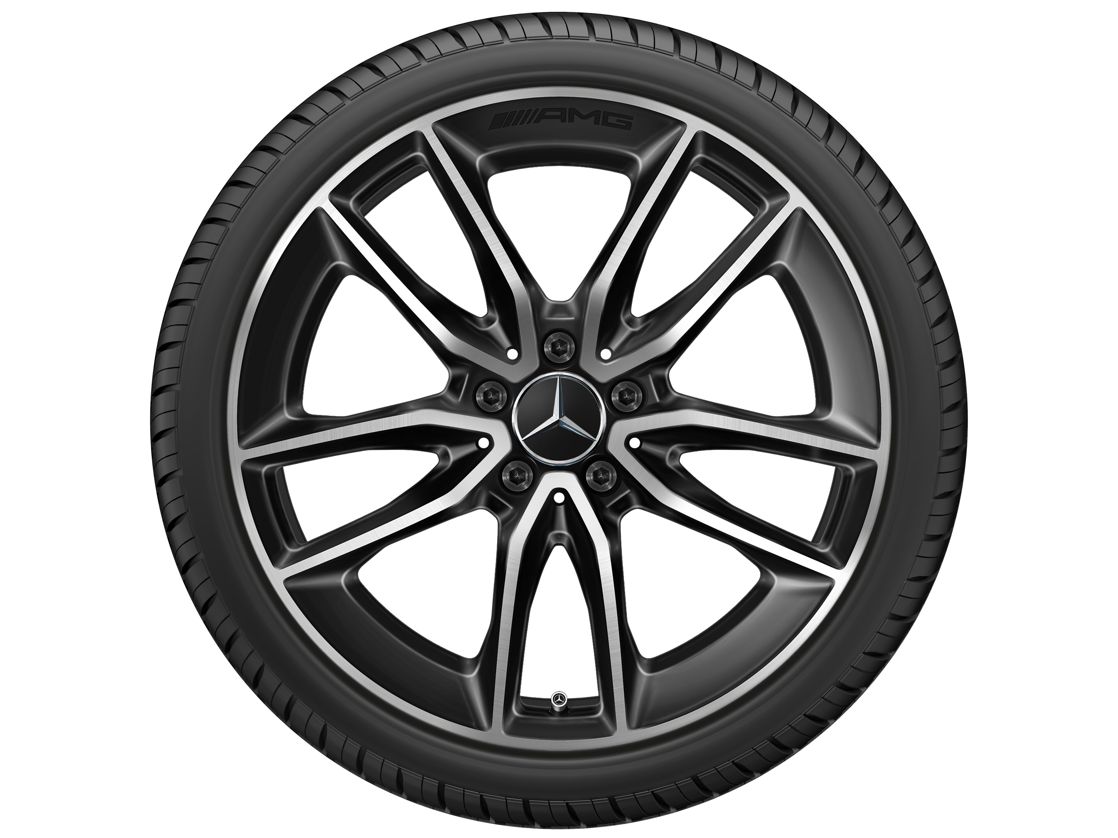 Obręcz AMG z 5 podwójnymi ramionami, 48,3 cm (19 cali) - 8,5 J x 19 ET 55,2, czerń, toczone na połysk