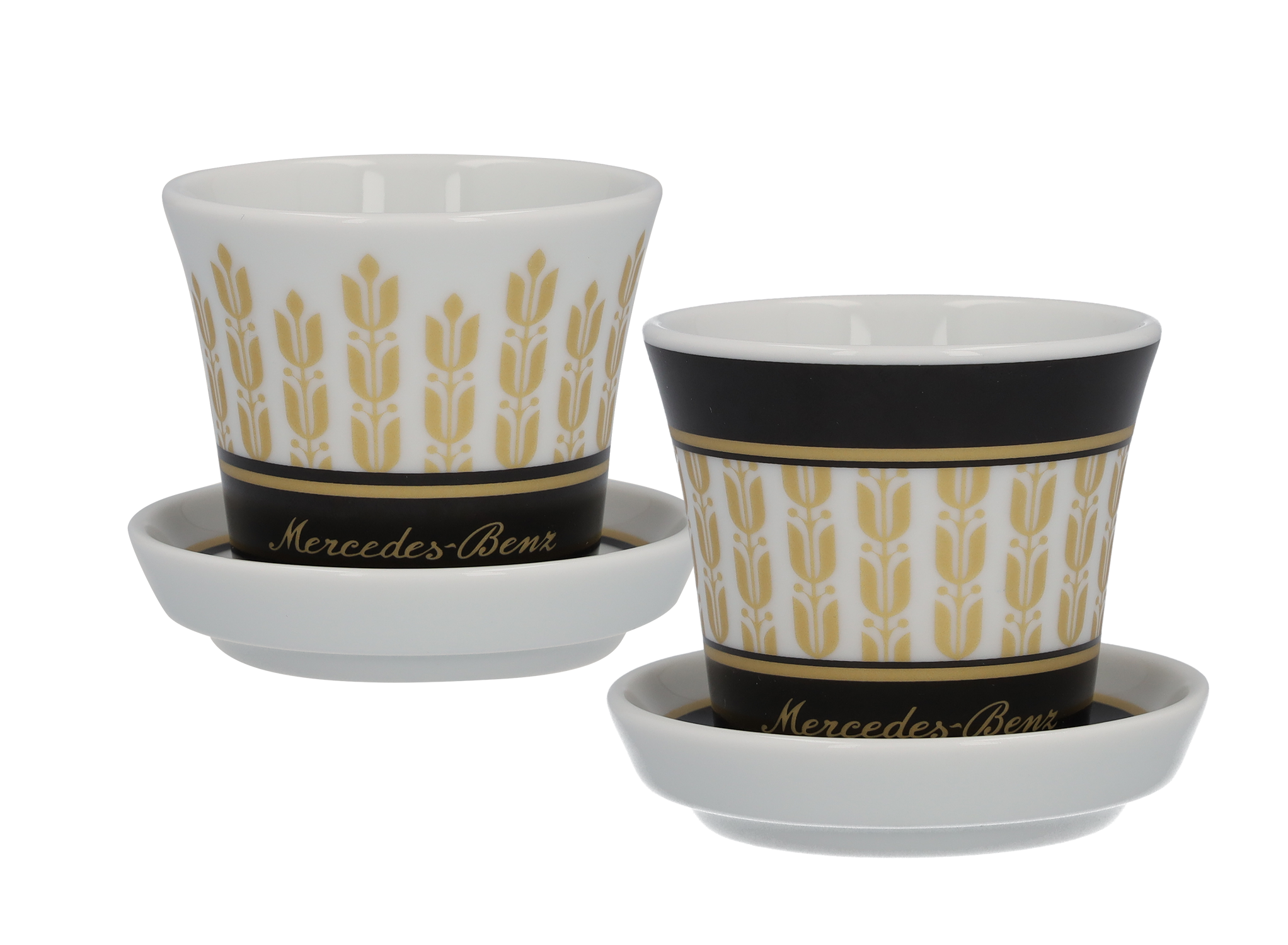 Filiżanki do espresso, Zestaw, 4-częściowy - czerń / biały / złoty, porcelana, 90 ml, Kahla