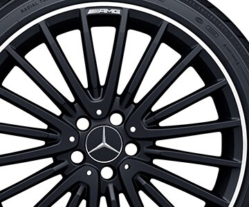 Wieloramienna obręcz koła AMG, 50,8 cm (20 cali), Obrzeże obręczy polerowane na połysk - 8 J x 20 ET 43,5, czarny mat, toczone na połysk