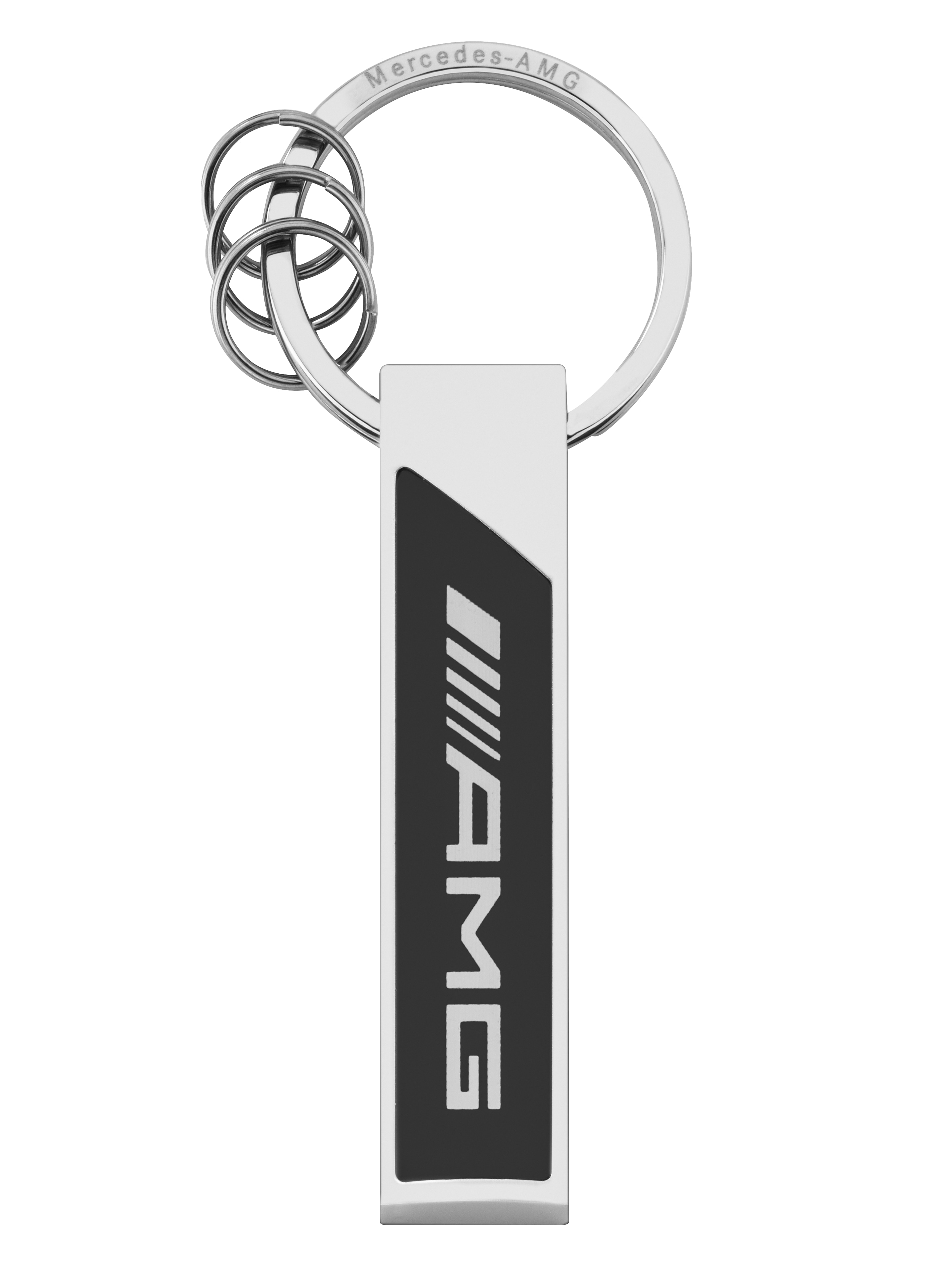 Breloczek AMG do kluczy, Logo - srebrny / czerń / biały, stal nierdzewna