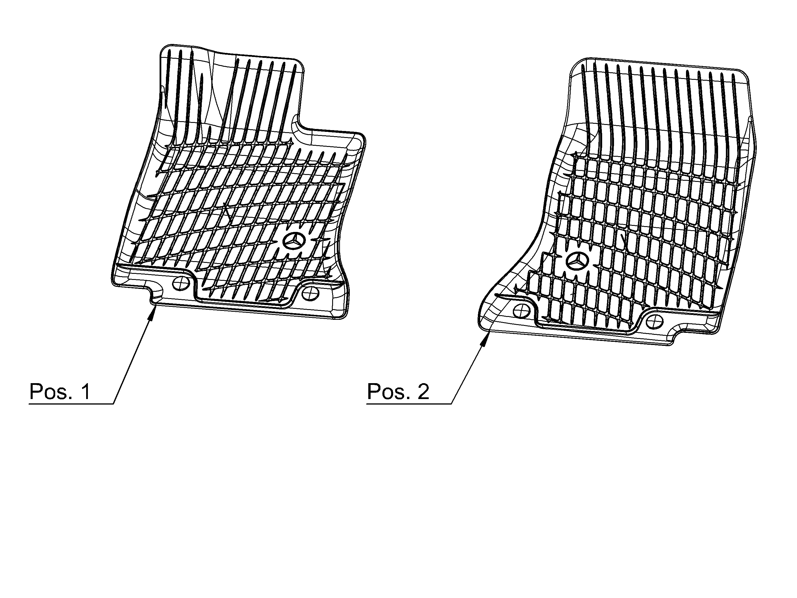 Maty na każdą pogodę Dynamic Squares, Maty po stronie kierowcy i pasażera, Zestaw 2-częściowy - kierownica z lewej strony, czerń
