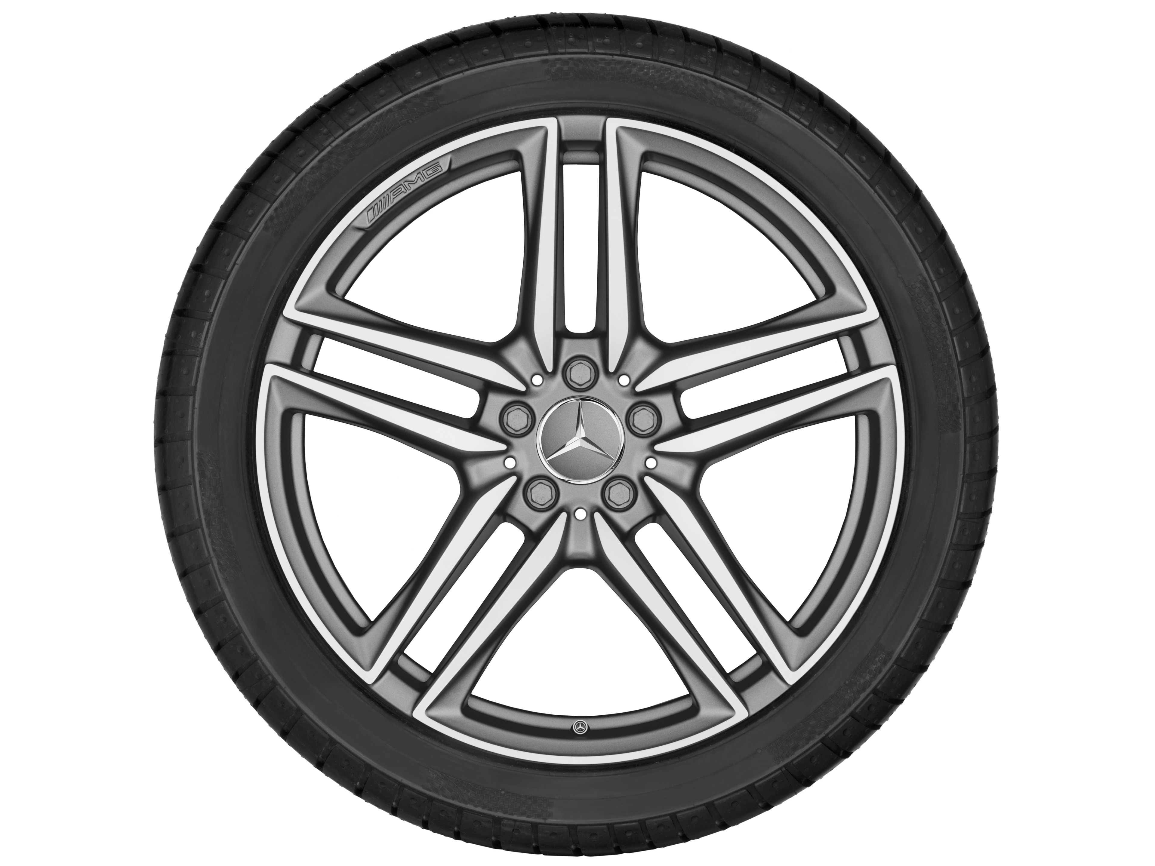 Obręcz AMG z 5 podwójnymi ramionami, 50,8 cm (20 cali) - 10 J x 20 ET 55, szarość tytanu mat, toczone na połysk