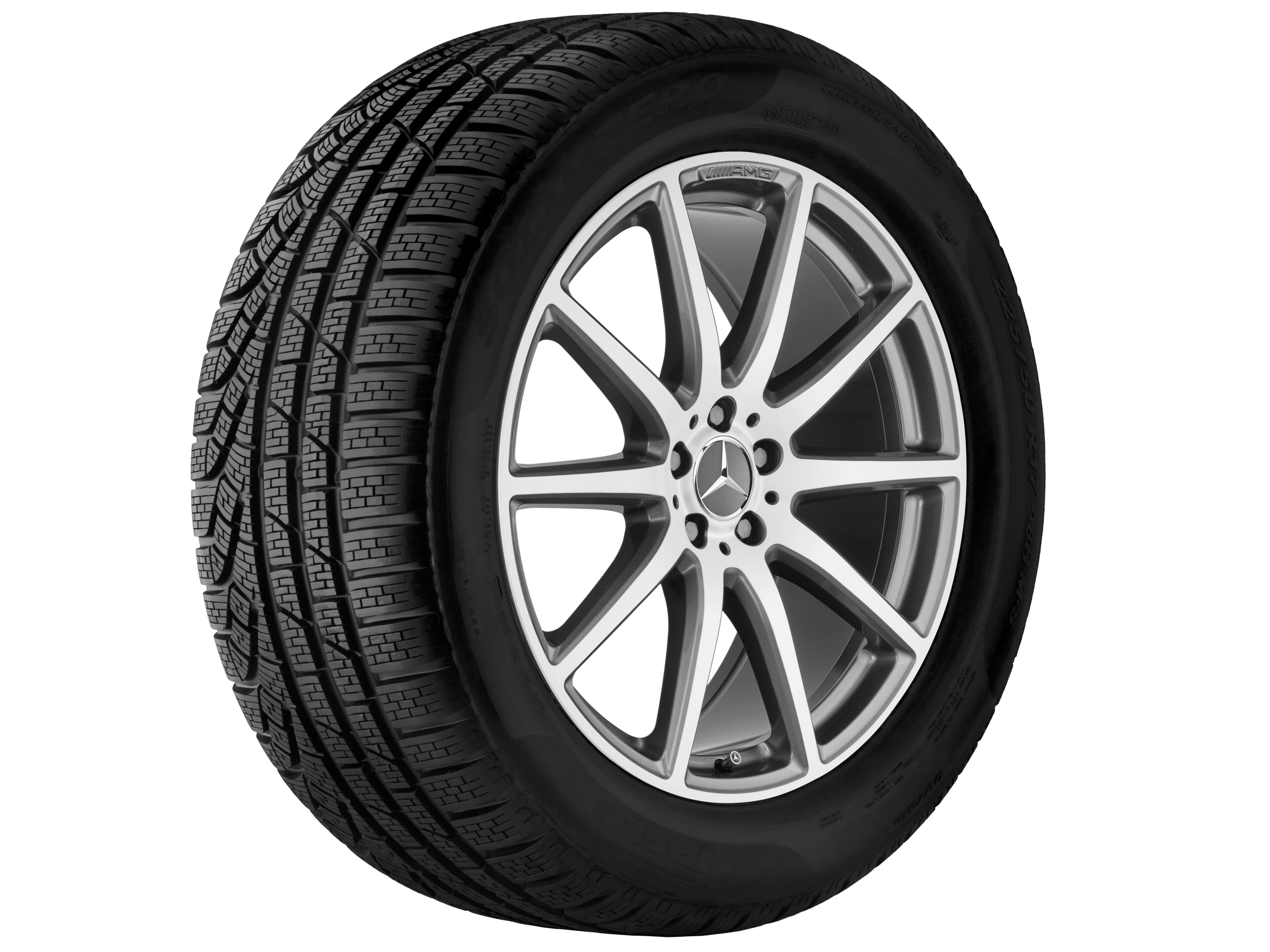 Obręcz AMG 10-ramienna, 53,3 cm (21 cali) - 11,5 J x 21 ET 42, szarość tytanu, toczone na połysk