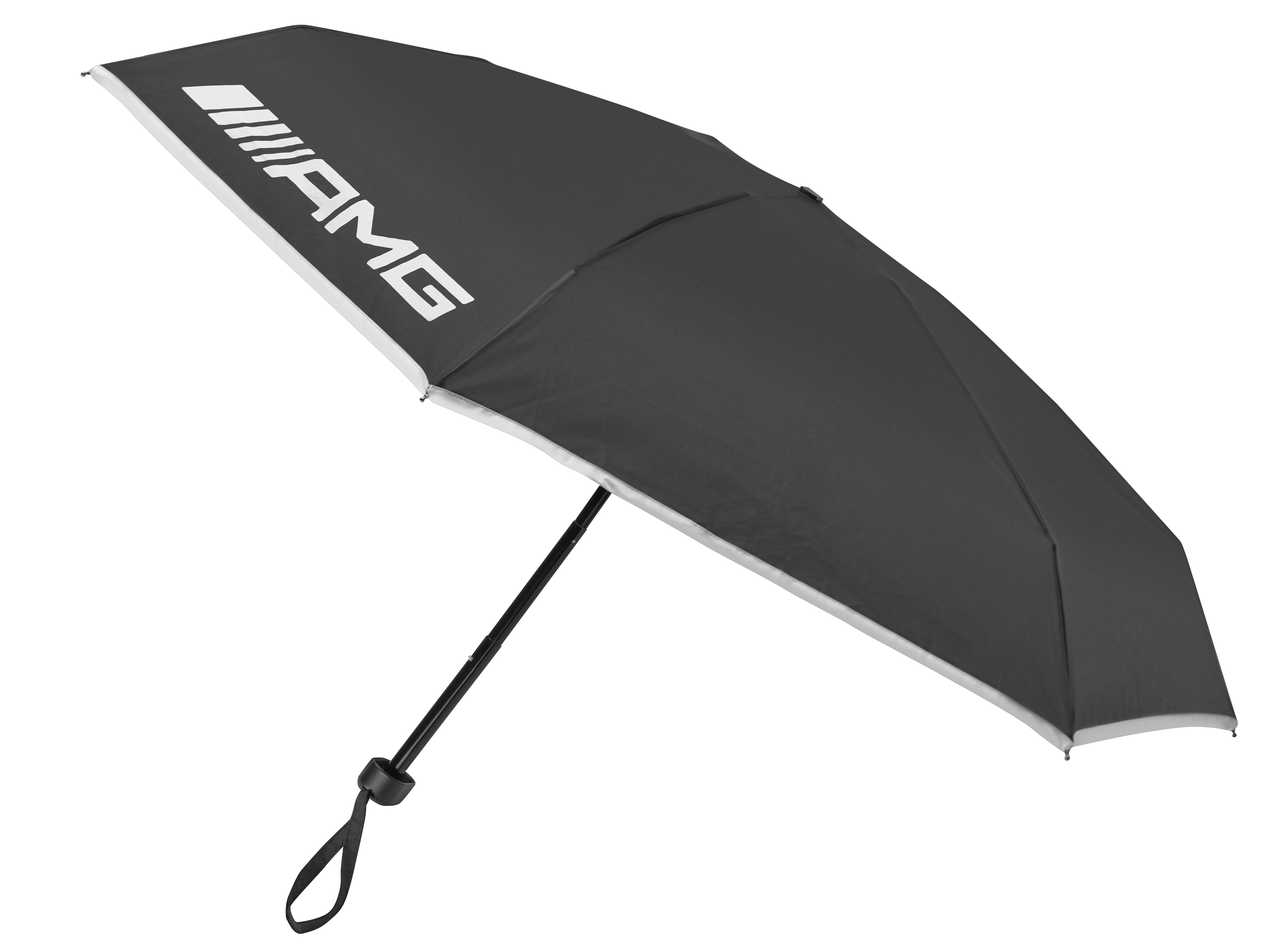 Składany parasol AMG - czerń / biały, aluminium / stal / poliester