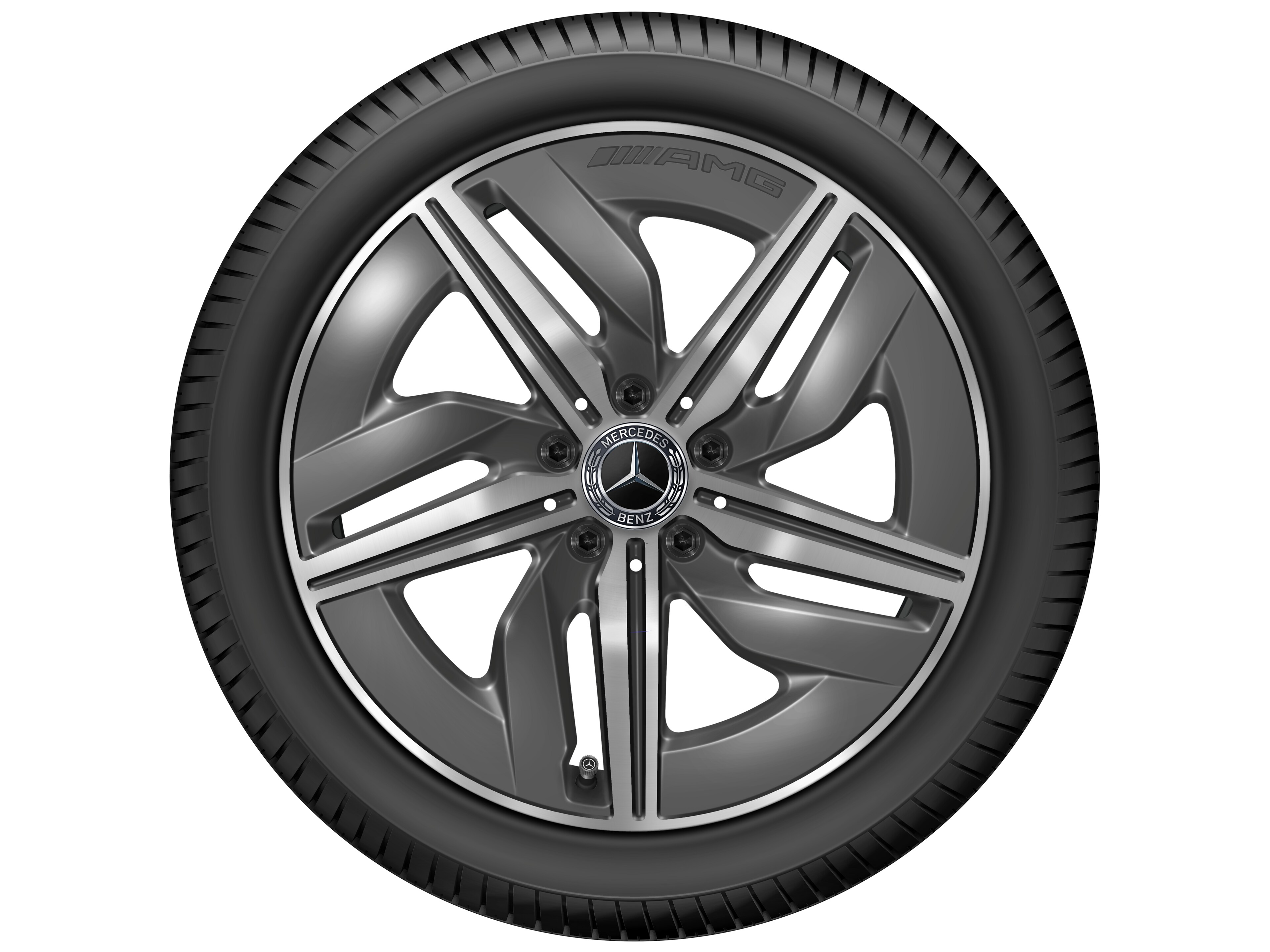 Obręcz AMG 5-ramienna, 45,7 cm (18 cali) - 9 J x 18 ET 66, szarość tantalu, toczone na połysk
