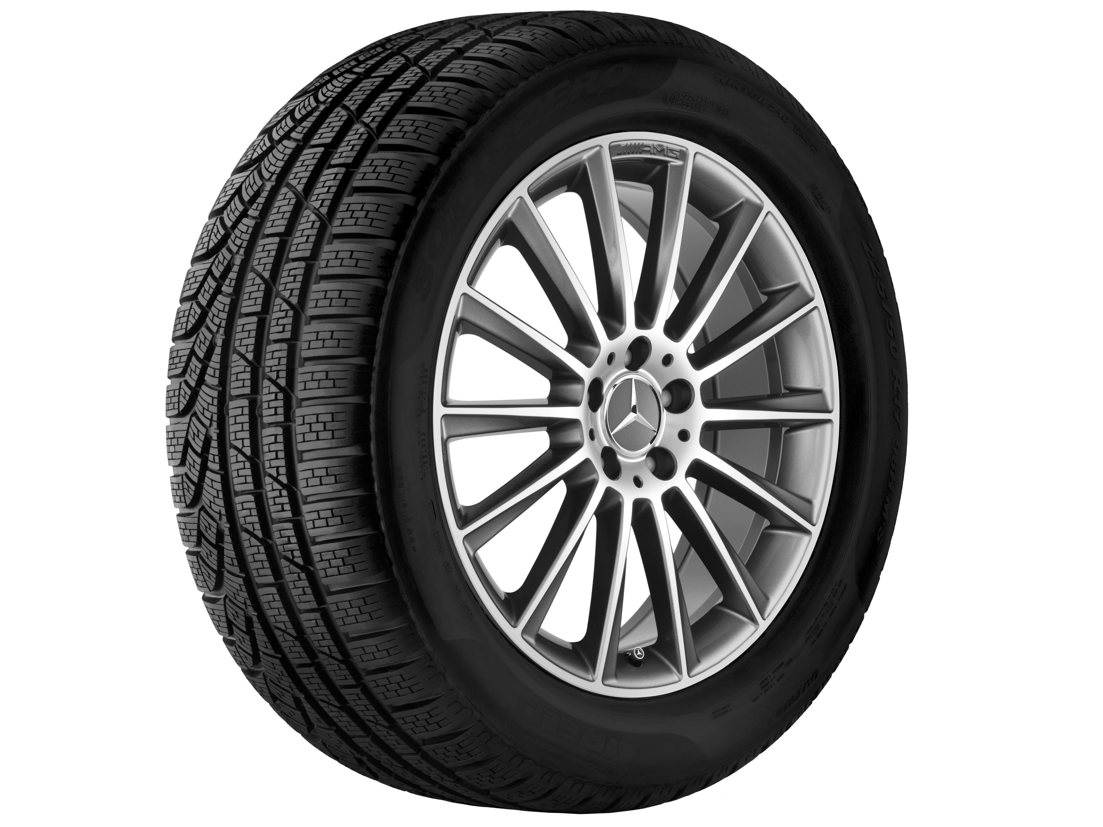 Wieloramienna obręcz koła AMG, 48,3 cm (19 cali) - 7,5 J x 19 ET 33, szarość tytanu, toczone na połysk