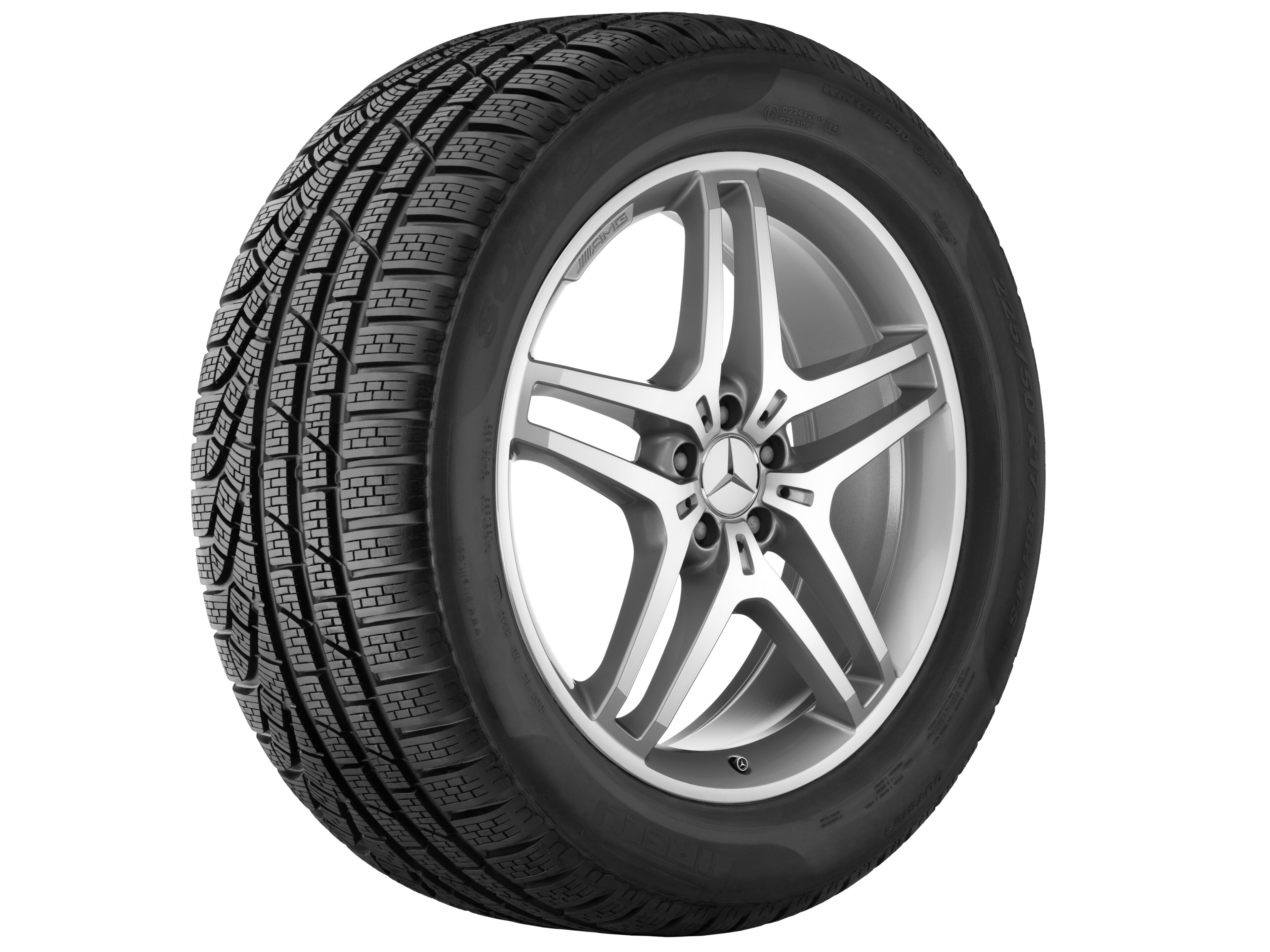 Obręcz AMG z 5 podwójnymi ramionami, 53,3 cm (21 cali) - 9 J x 21 ET 53, srebrny, toczone na połysk