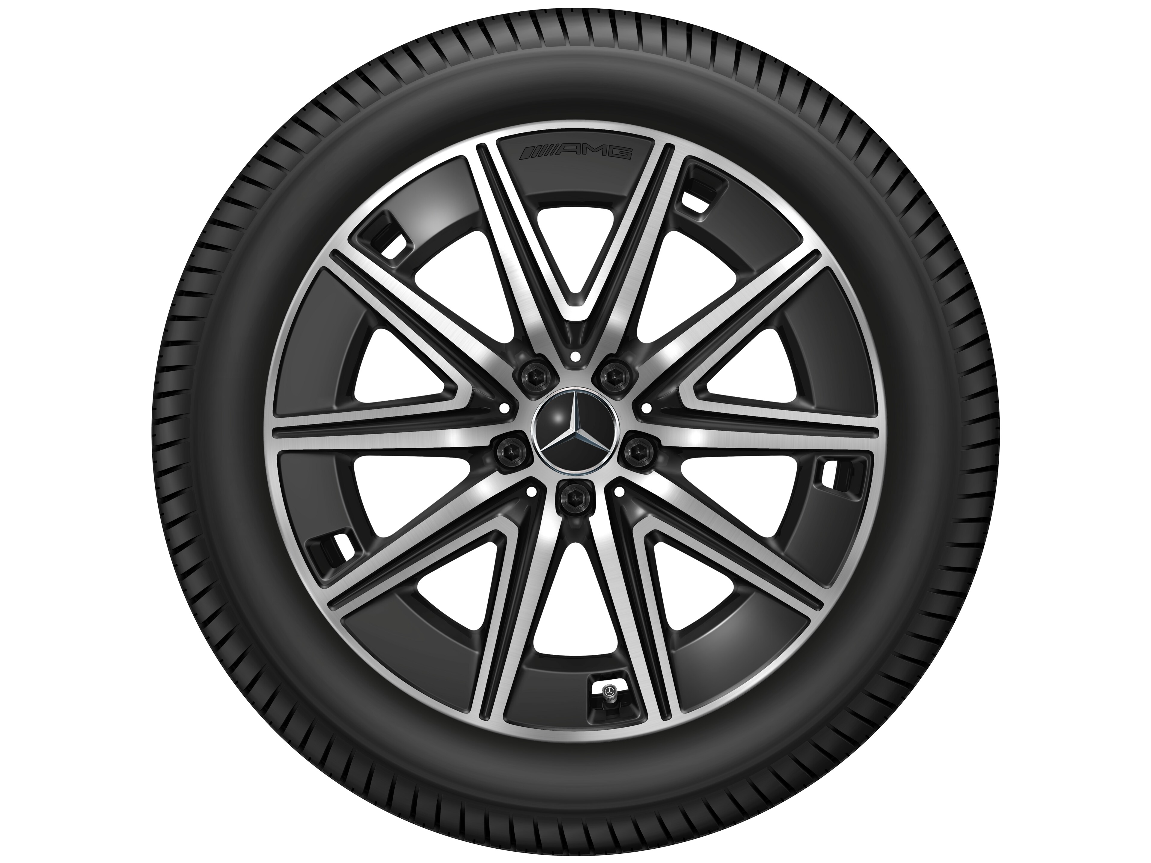 Obręcz AMG 10-ramienna, 48,3 cm (19 cali) - 7,5 J x 19 ET 53,5, czerń, toczone na połysk