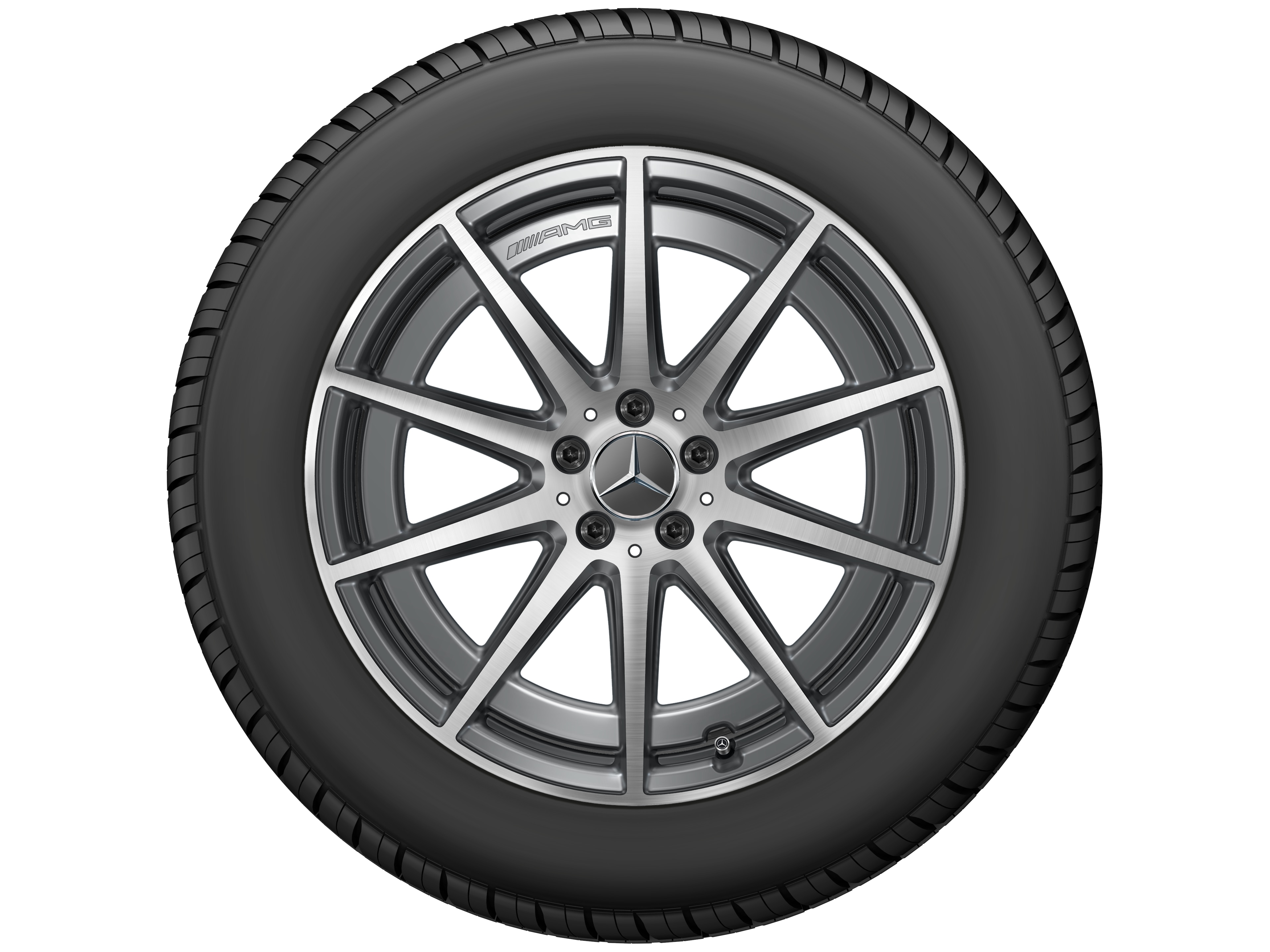 Obręcz AMG 10-ramienna, 48,3 cm (19 cali) - 9,5 J x 19 ET 25, szarość tantalu, toczone na połysk