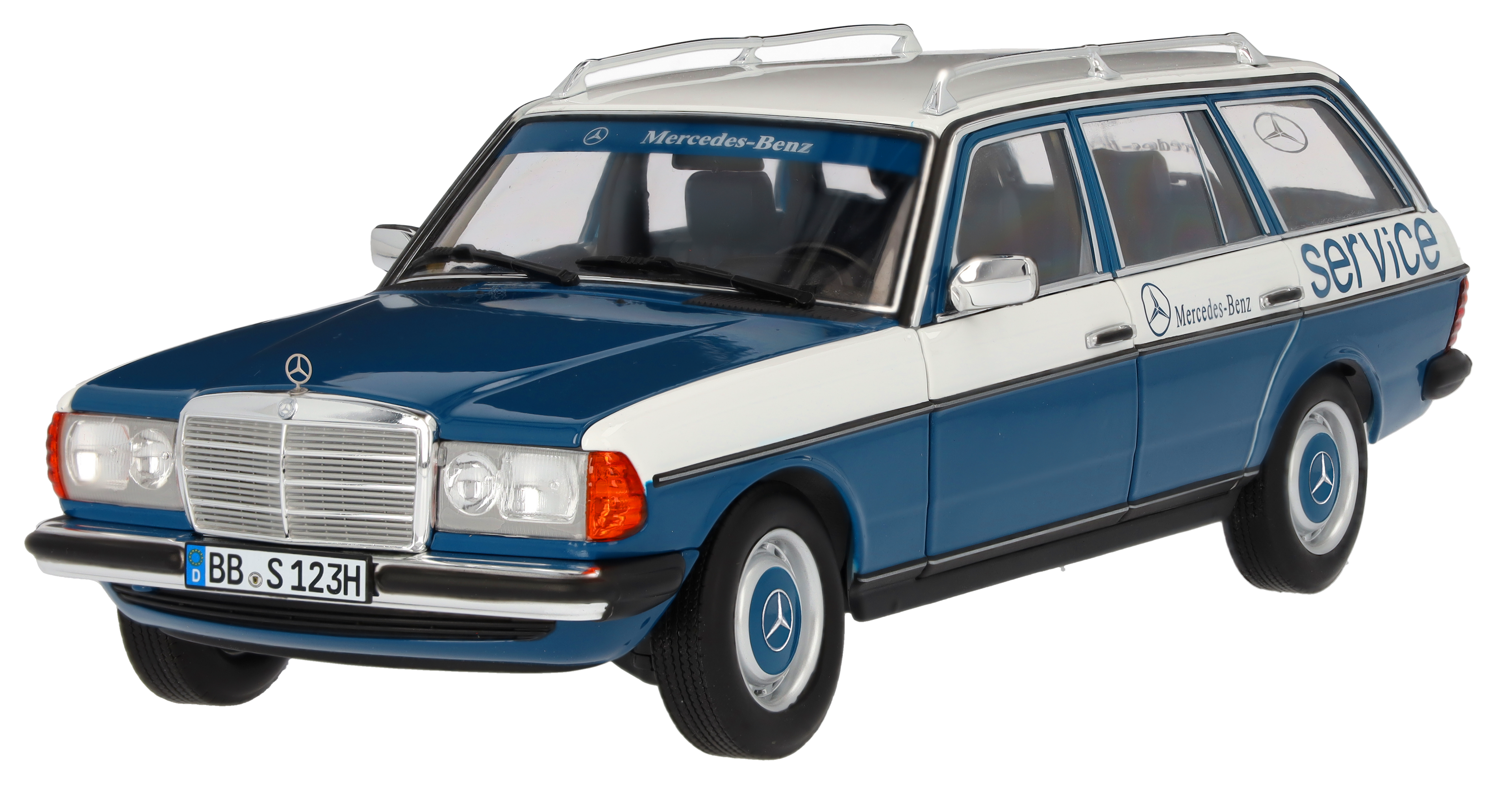 200 kombi S123 (1980-1985), Wózek serwisowy - niebieski, Norev, 1:18