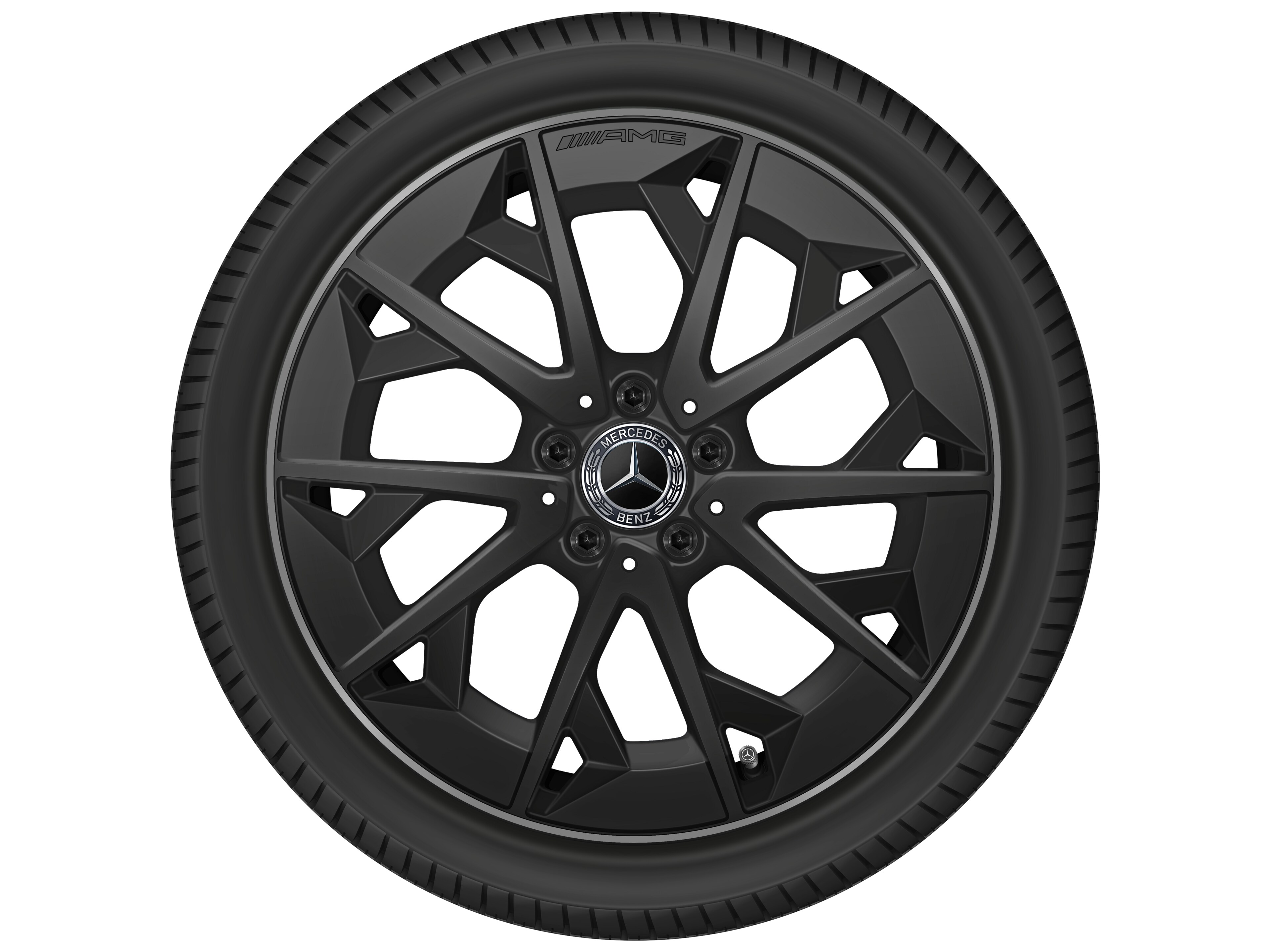 Obręcz AMG z lekkiego stopu, z krzyżowymi ramionami, 48,3 cm (19 cali) - 7,5 J x 19 ET 48,4, czarny mat / techgold mat