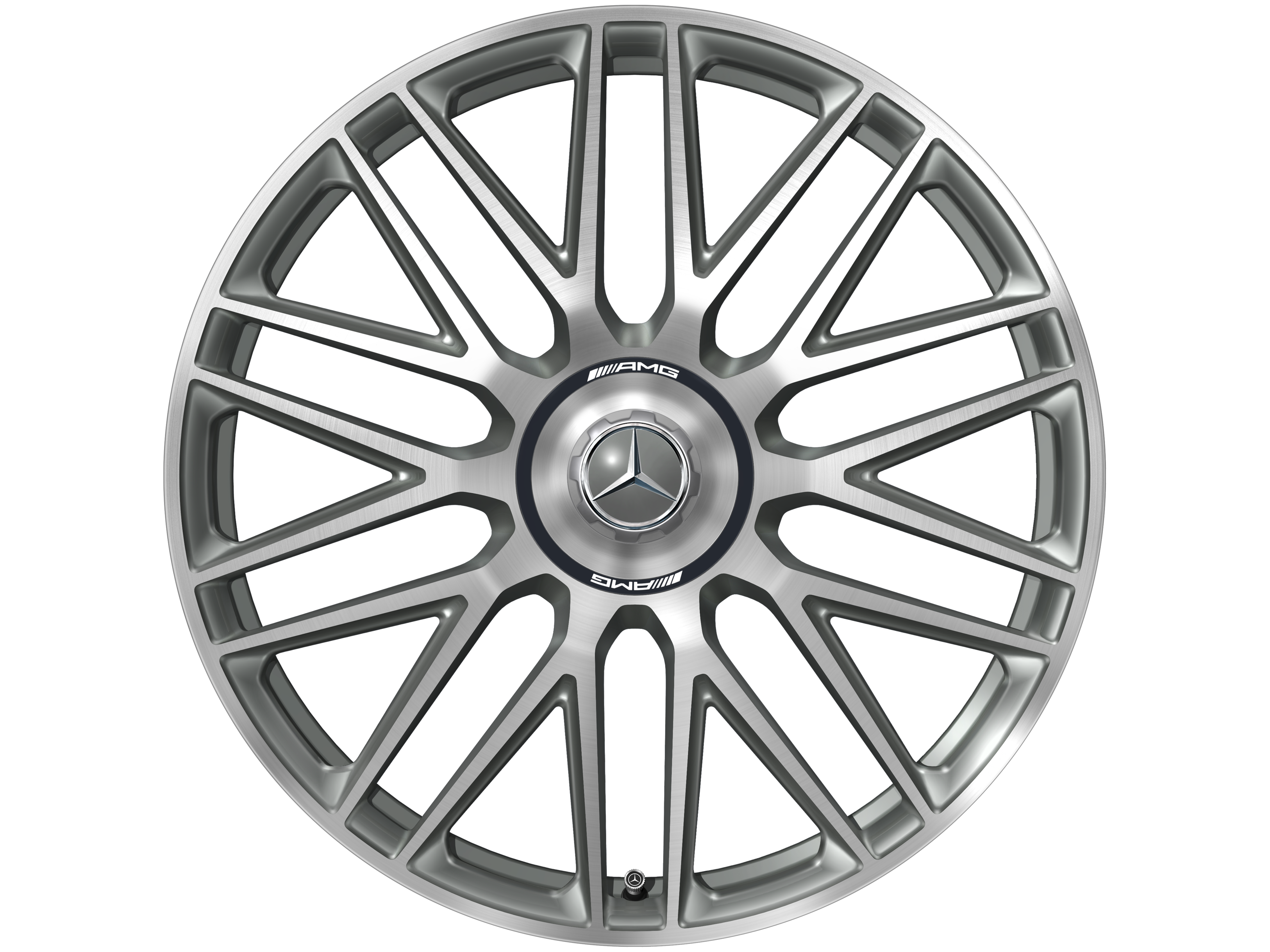 Obręcz kuta AMG z 10 podwójnymi ramionami, 53,3 cm (21 cali) - 10,5 J x 21 ET 42, szarość tytanu, toczone na połysk