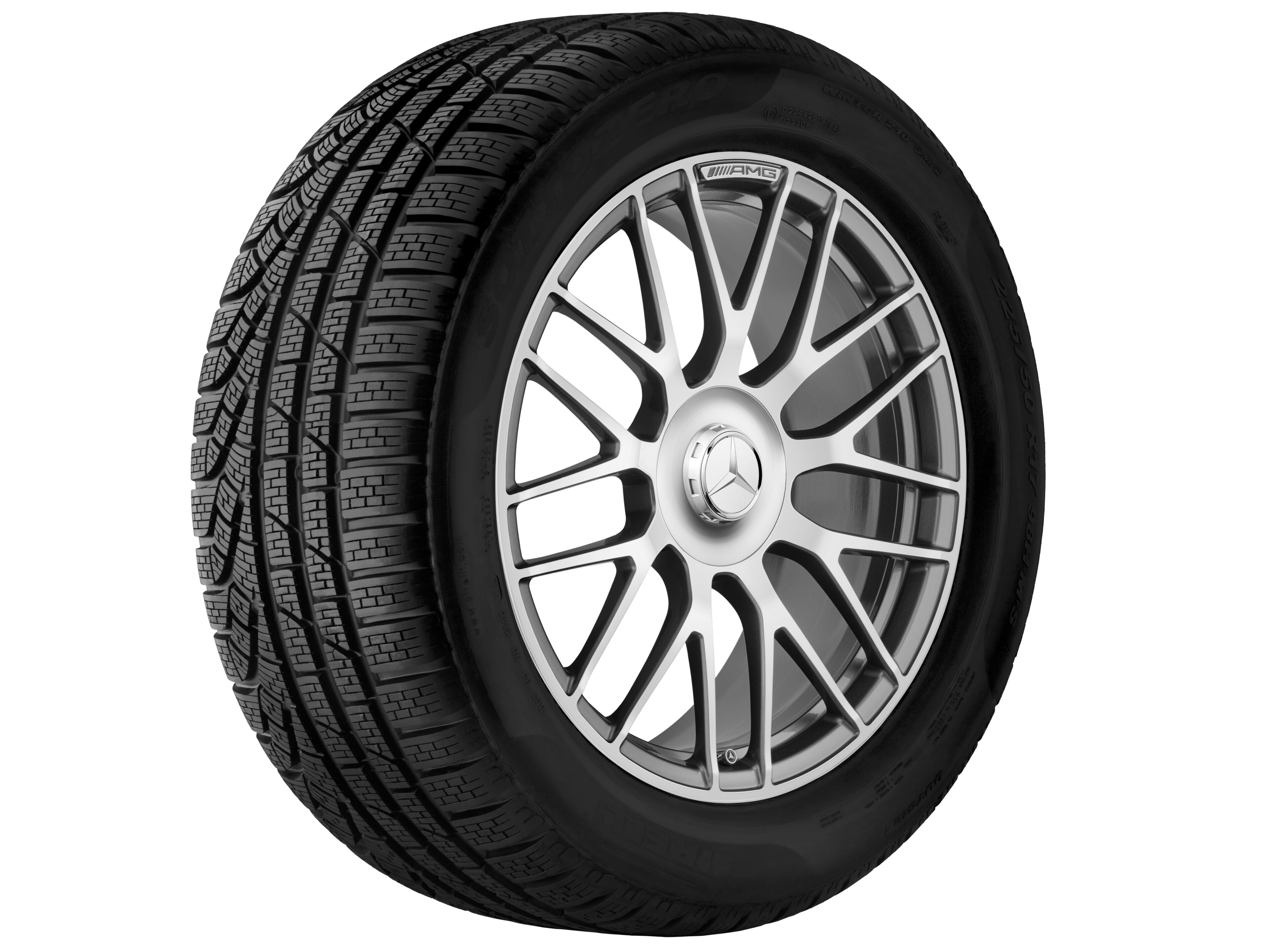 Obręcz kuta AMG z krzyżowymi ramionami, 50,8 cm (20 cali) - 10,5 J x 20 ET 57, szarość tytanu, toczone na połysk