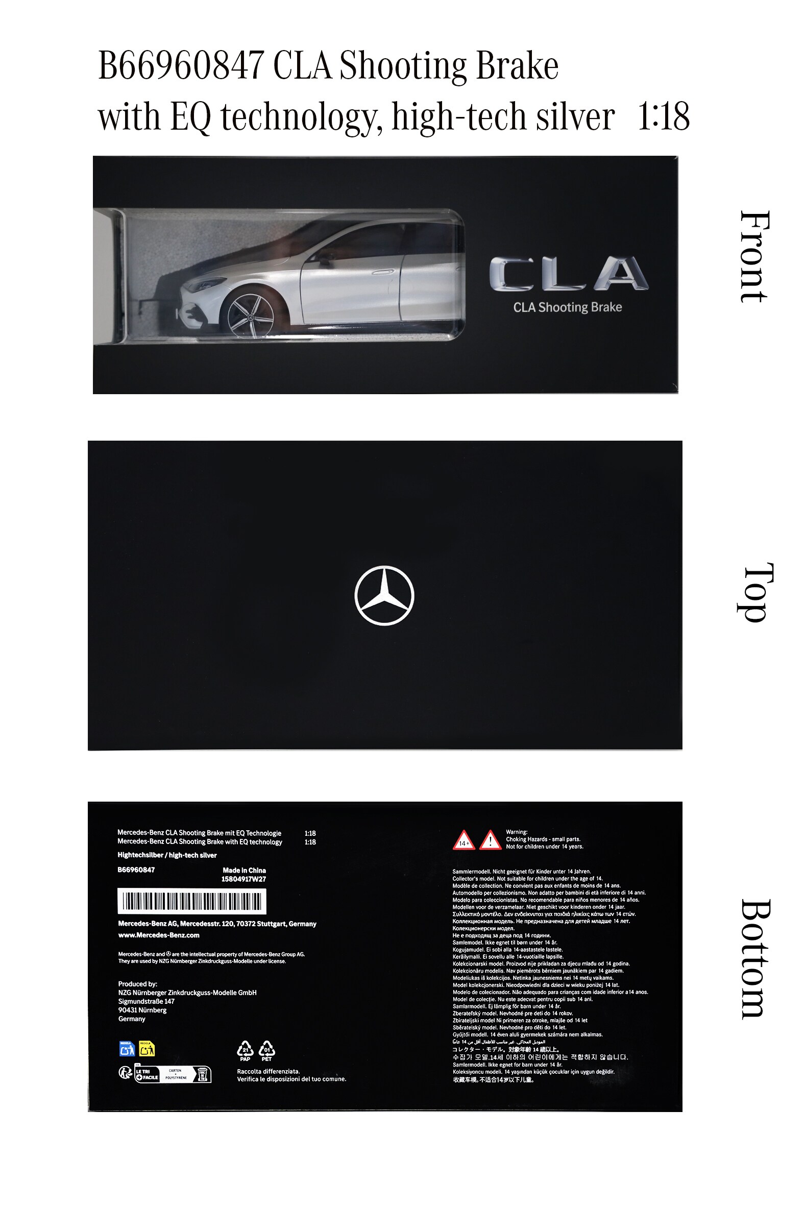 CLA, Shooting Brake, X174 - srebro hightech, NZG, 1:18