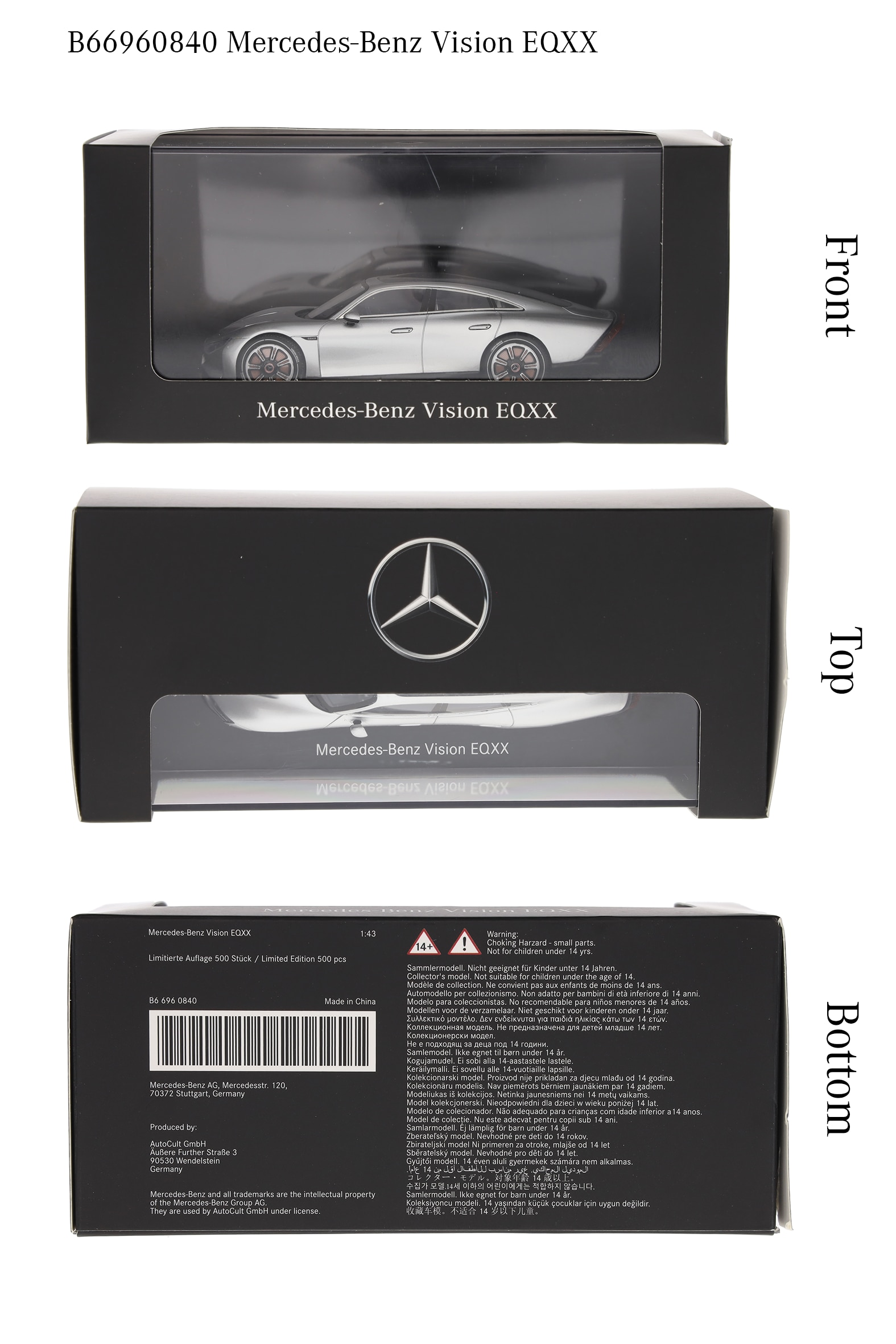 Vision EQXX, Showcar - srebrny alubeam, AutoCult, 1:43