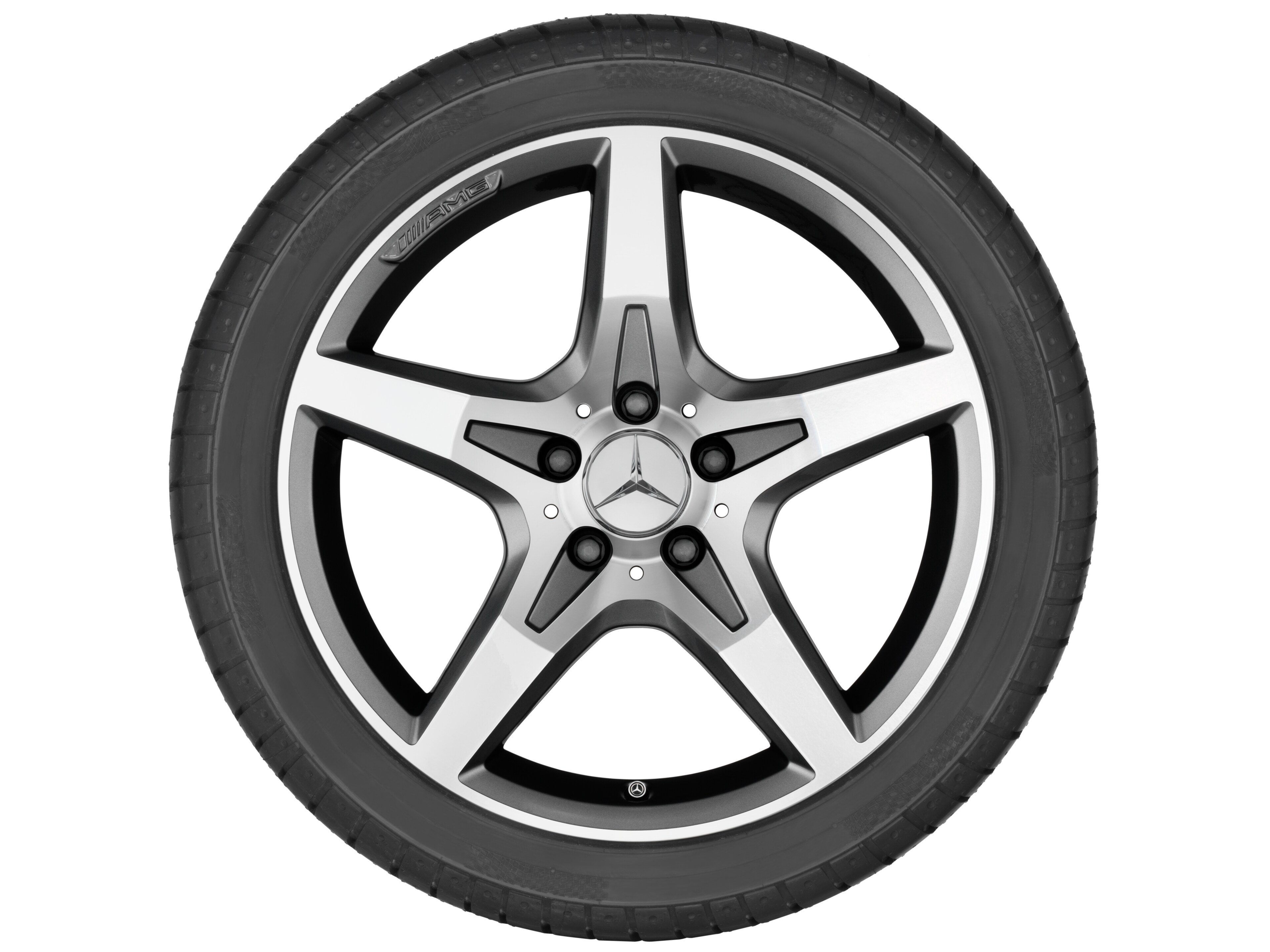 Obręcz AMG 5-ramienna, 45,7 cm (18 cali) - 7,5 J x 18 ET 42, szarość tytanu, toczone na połysk