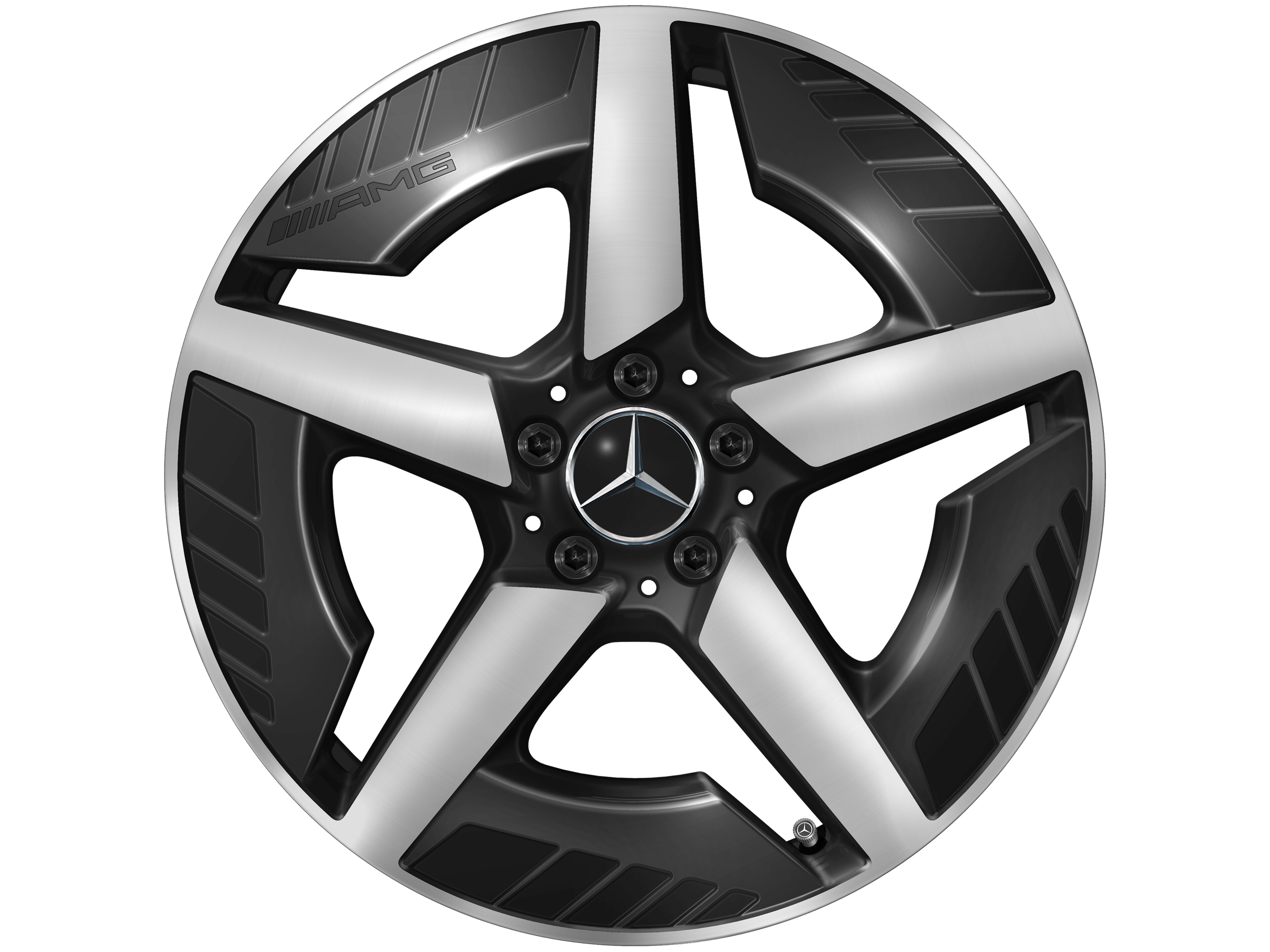 Obręcz AMG z lekkiego stopu, 5-ramienne, 48,3 cm (19 cali), polerowane na połysk - 8 J x 19 ET 38,2, czerń, toczone na połysk
