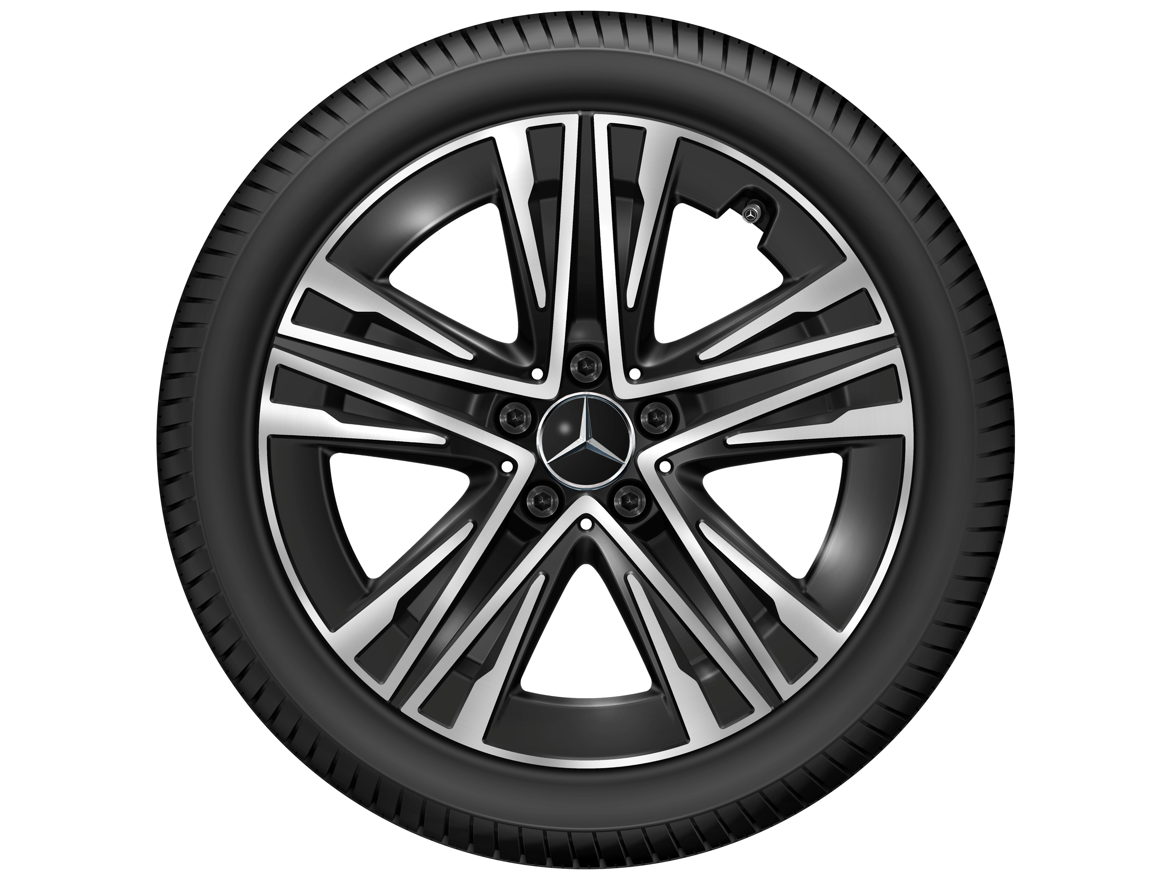 Obręcz z 5 ramionami W, Aero, 45,7 cm (18 cali) - 7,5 J x 18 ET 48,4, czerń, toczone na połysk