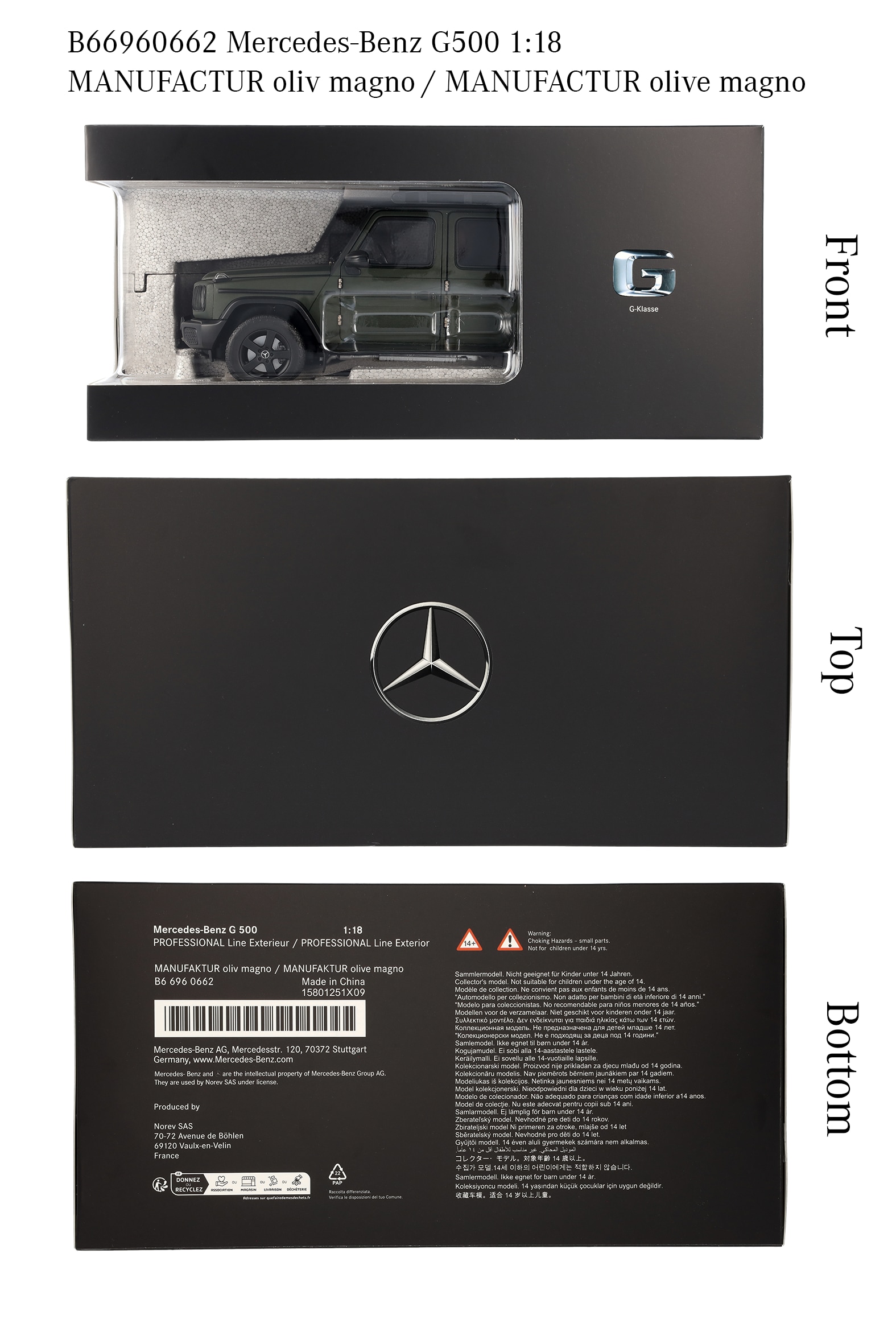 G-Class, Samochody terenowe, PROFESSIONAL Line, W465 - MANUFACTORY olive mango, Norev, 1:18