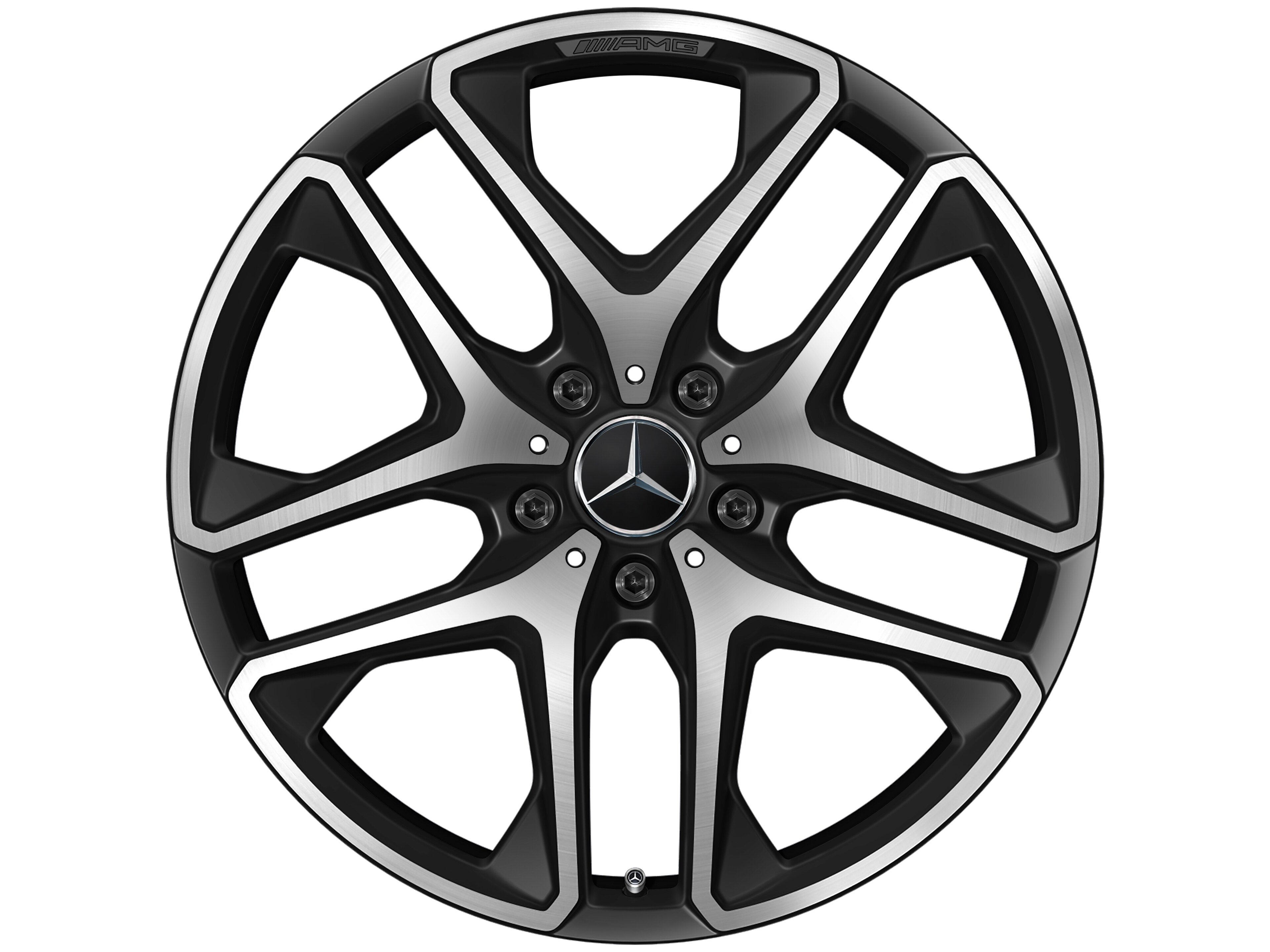 Obręcz AMG z 5 podwójnymi ramionami, 53,3 cm (21 cali) - 10 J x 21 ET 33, czarny mat, toczone na połysk