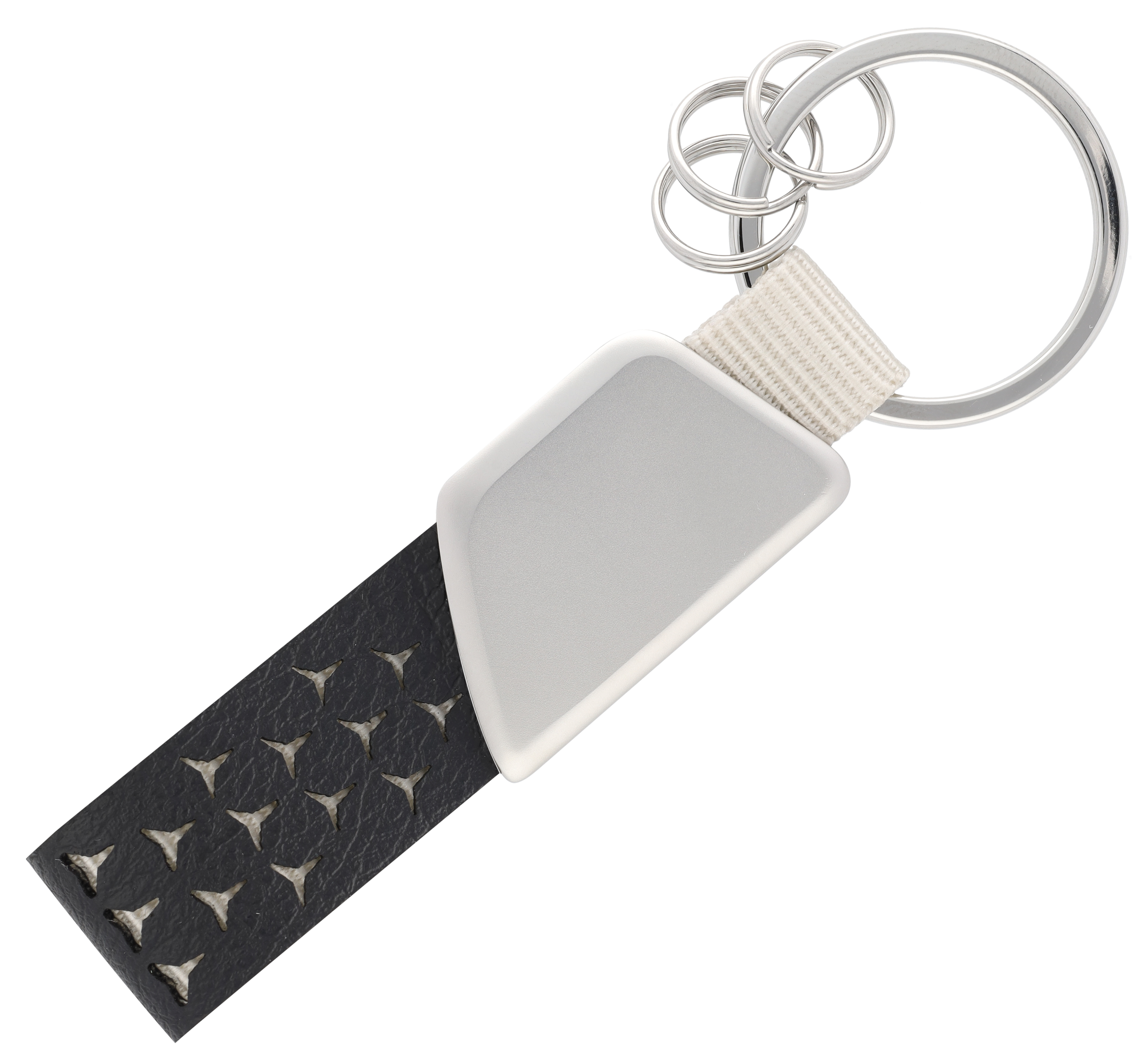 Breloczki do kluczy, Logo - czerń / srebrny, stal nierdzewna / skóra jabłkowa (wegańska) / nylon