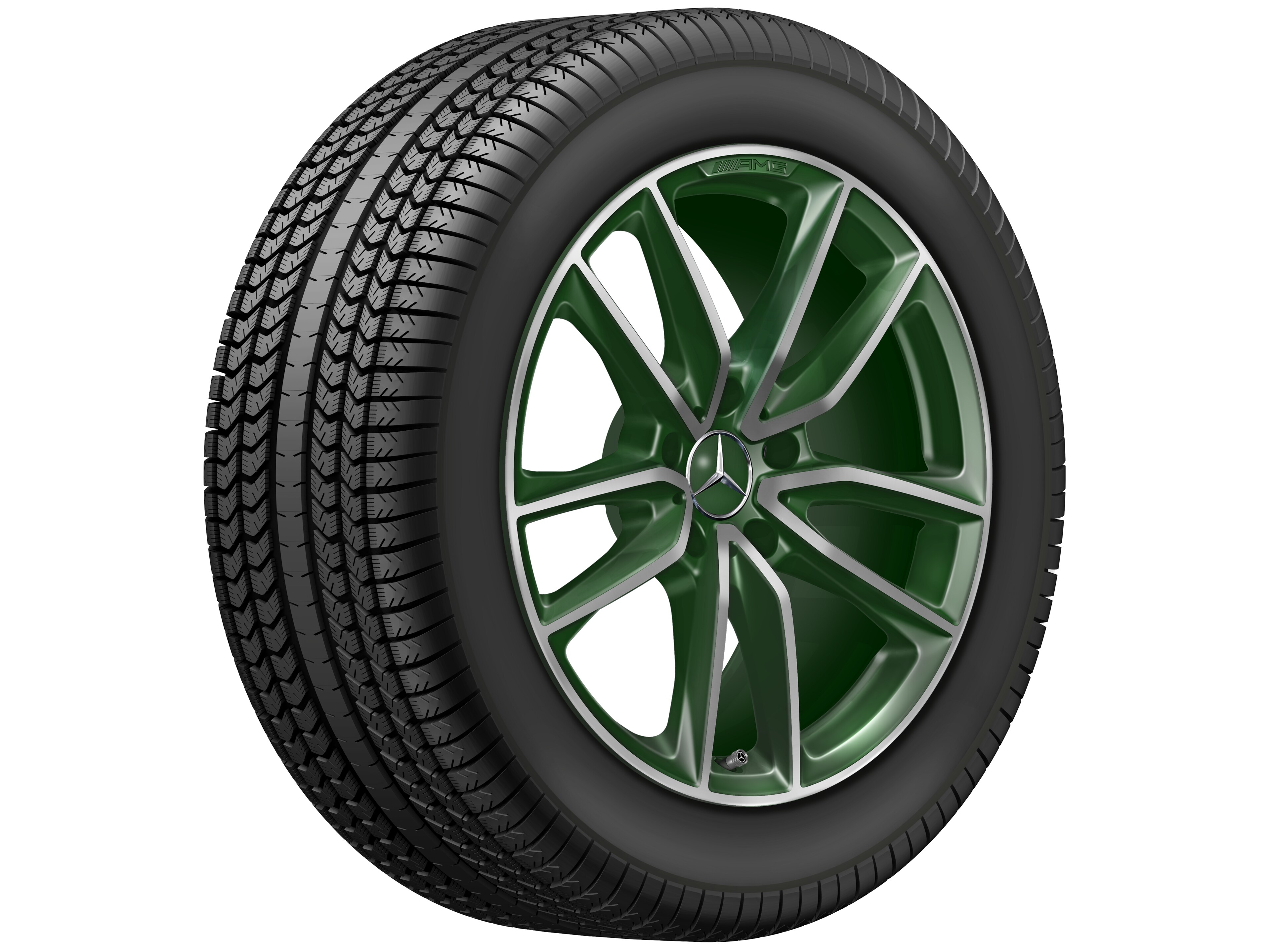Obręcz AMG z 5 podwójnymi ramionami, 50,8 cm (20 cali) - 8,5 J x 20 ET 32, designo olive, toczone na połysk