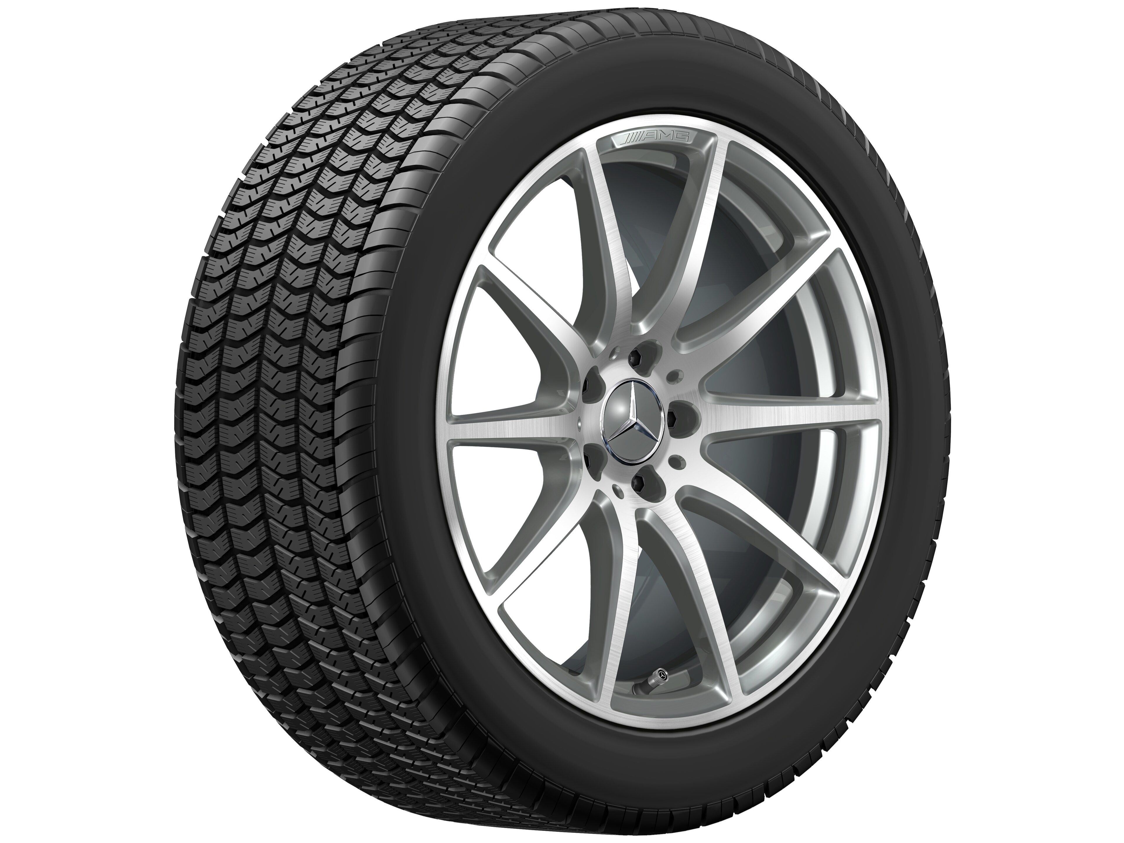 Obręcz AMG 10-ramienna, 48,3 cm (19 cali) - 11 J x 19 ET 53, szarość tytanu, toczone na połysk