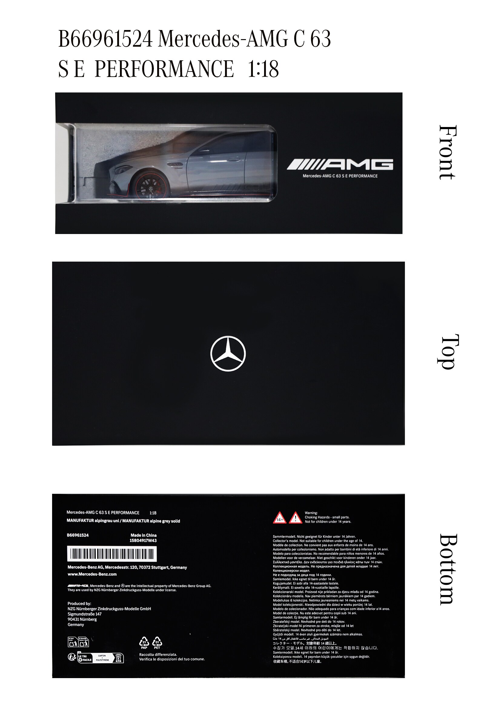 Mercedes-AMG C 63, W206 - MANUFACTORY alpine grey uni, NZG, 1:18