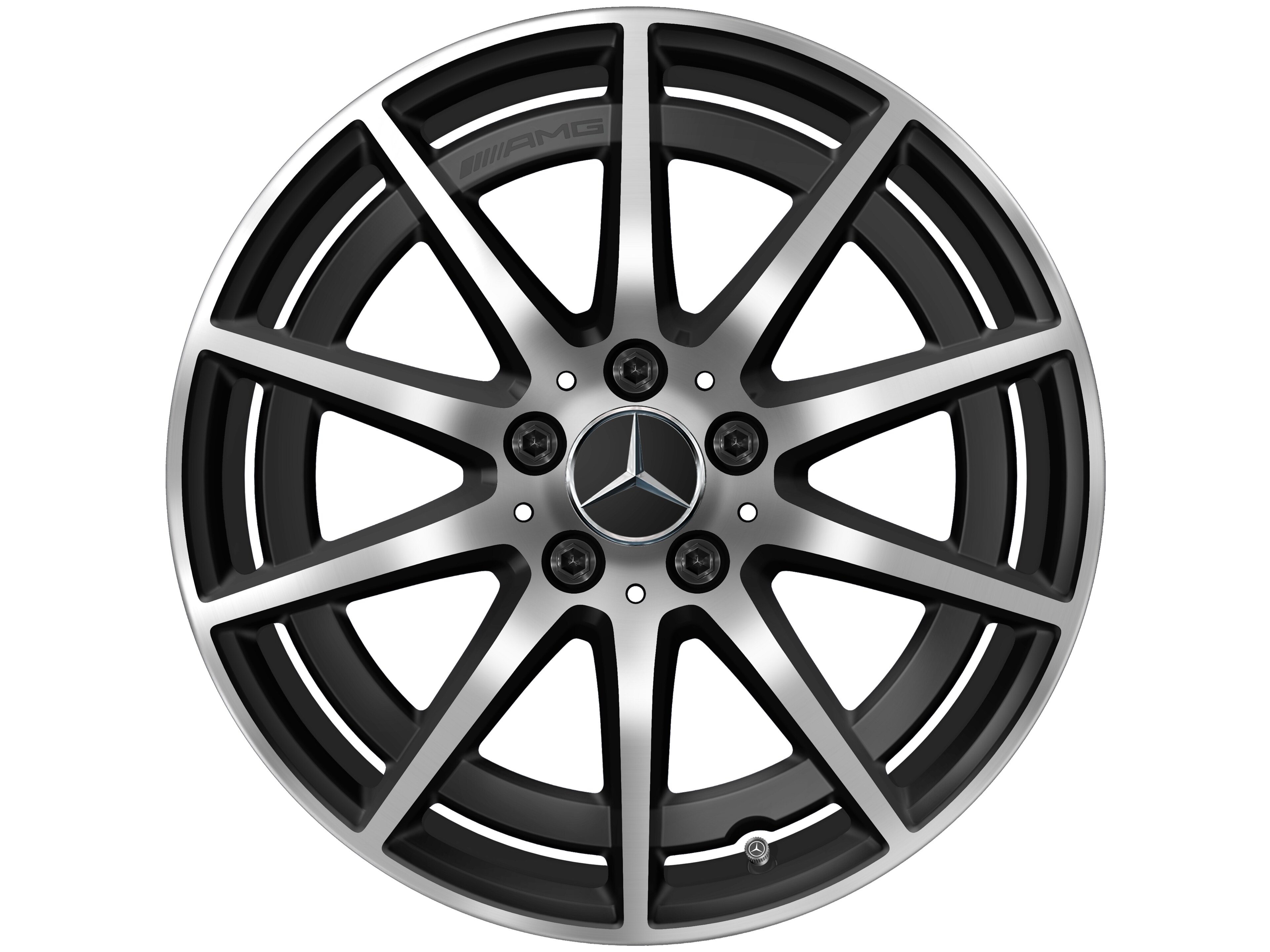 Obręcz AMG 10-ramienna, 45,7 cm (18 cali) - 8,5 J x 18 ET 46, czarny mat, toczone na połysk