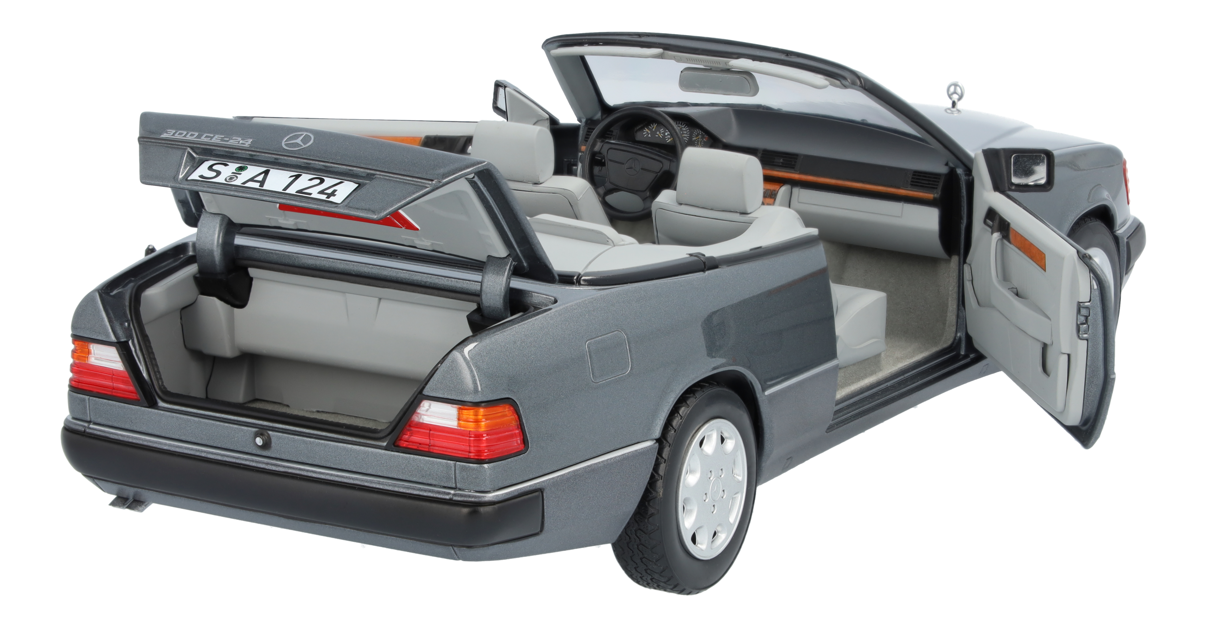 300 CE-24 Cabriolet A 124 (1991-1993) - szarość masy perłowej, Norev, 1:18