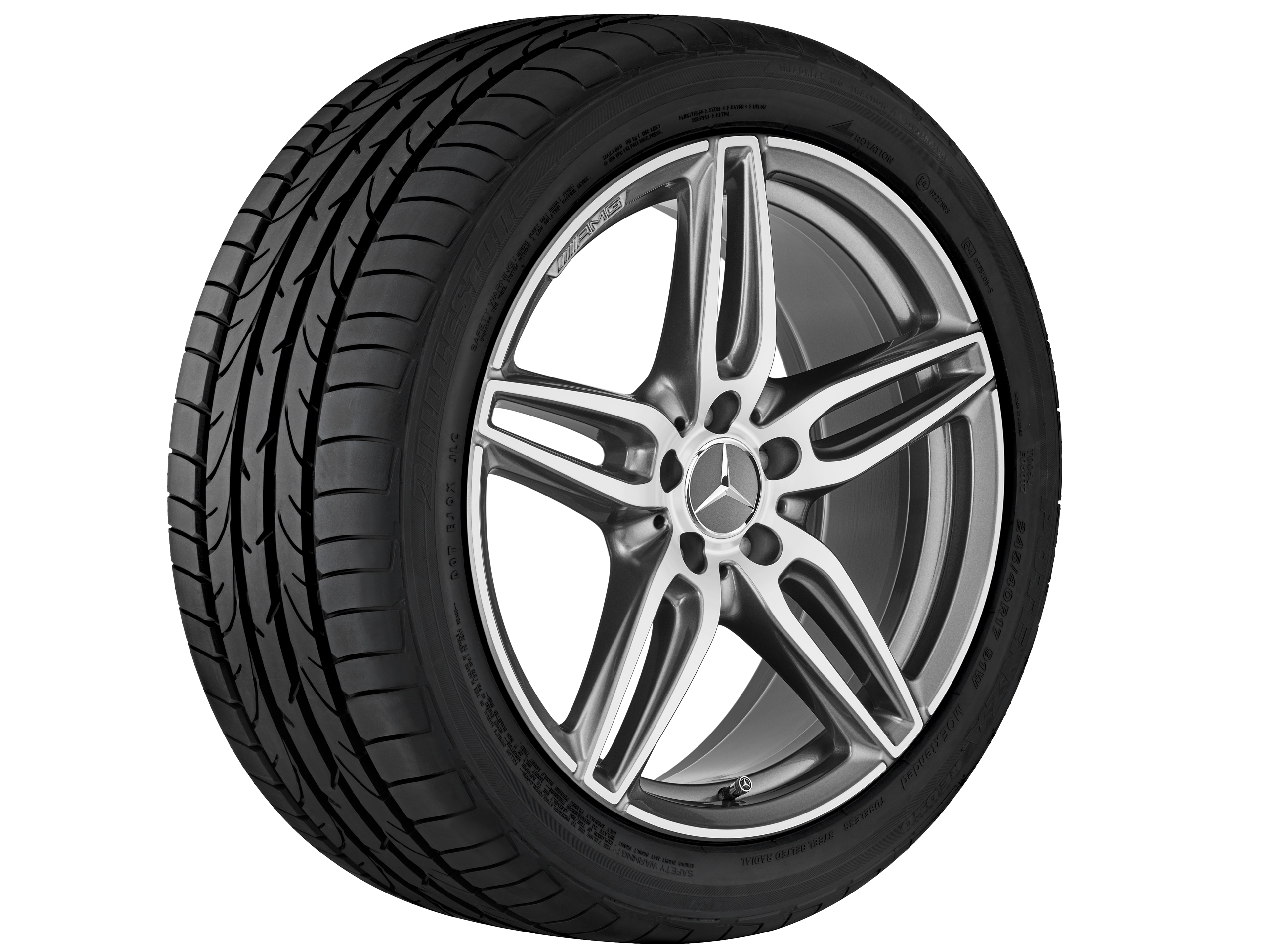 Obręcz AMG z 5 podwójnymi ramionami, 48,3 cm (19 cali) - 8 J x 19 ET 20, szarość tytanu, toczone na połysk