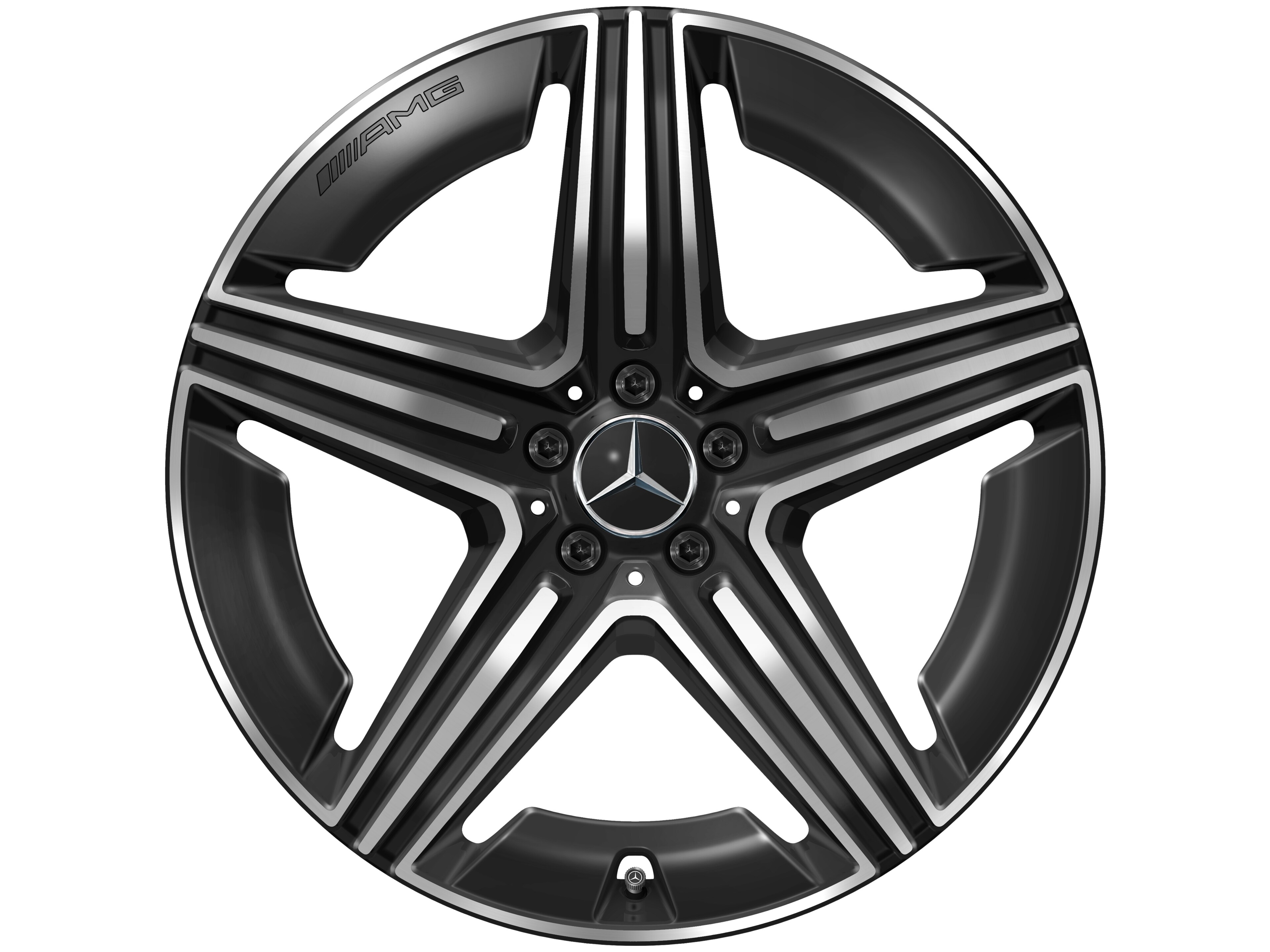 Obręcz AMG z 5 podwójnymi ramionami, 53,3 cm (21 cali) - 11 J x 21 ET 49, czerń, toczone na połysk