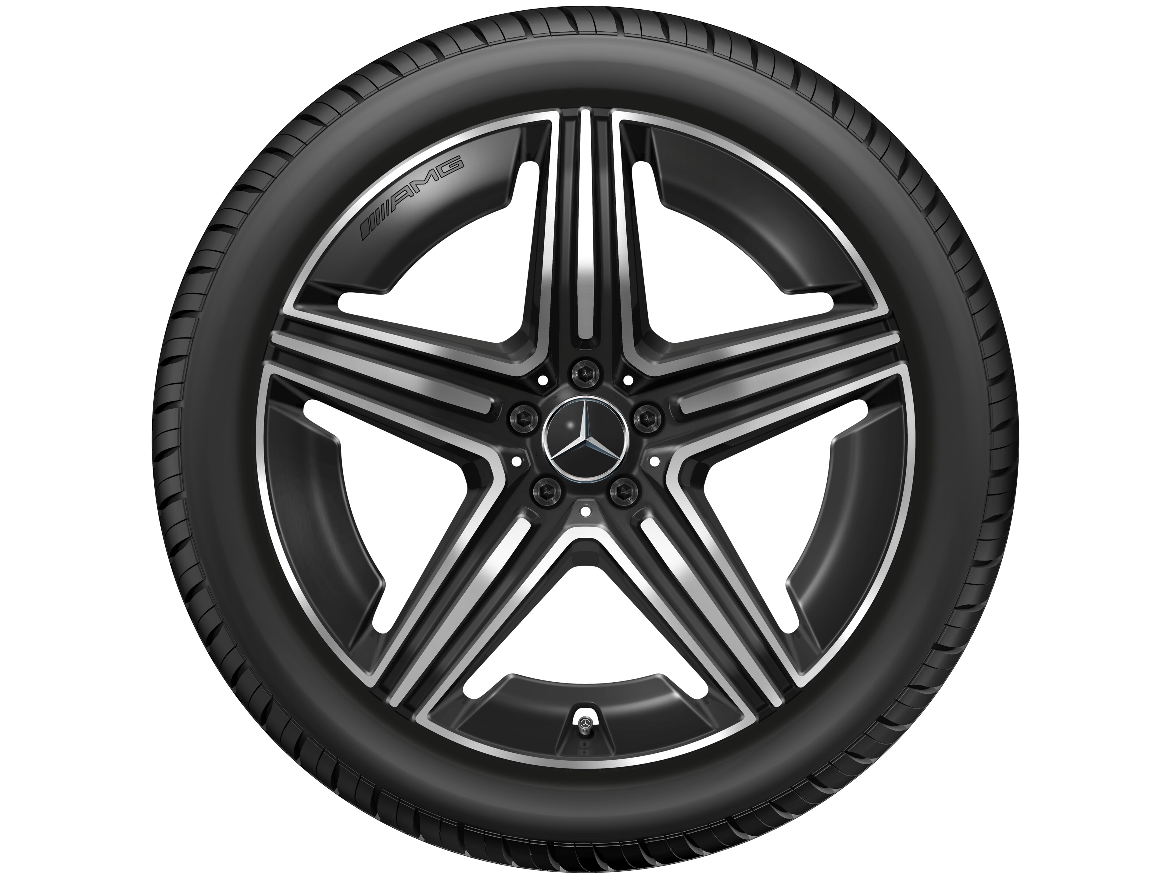 Obręcz AMG z 5 podwójnymi ramionami, 53,3 cm (21 cali) - 11 J x 21 ET 49, czerń, toczone na połysk