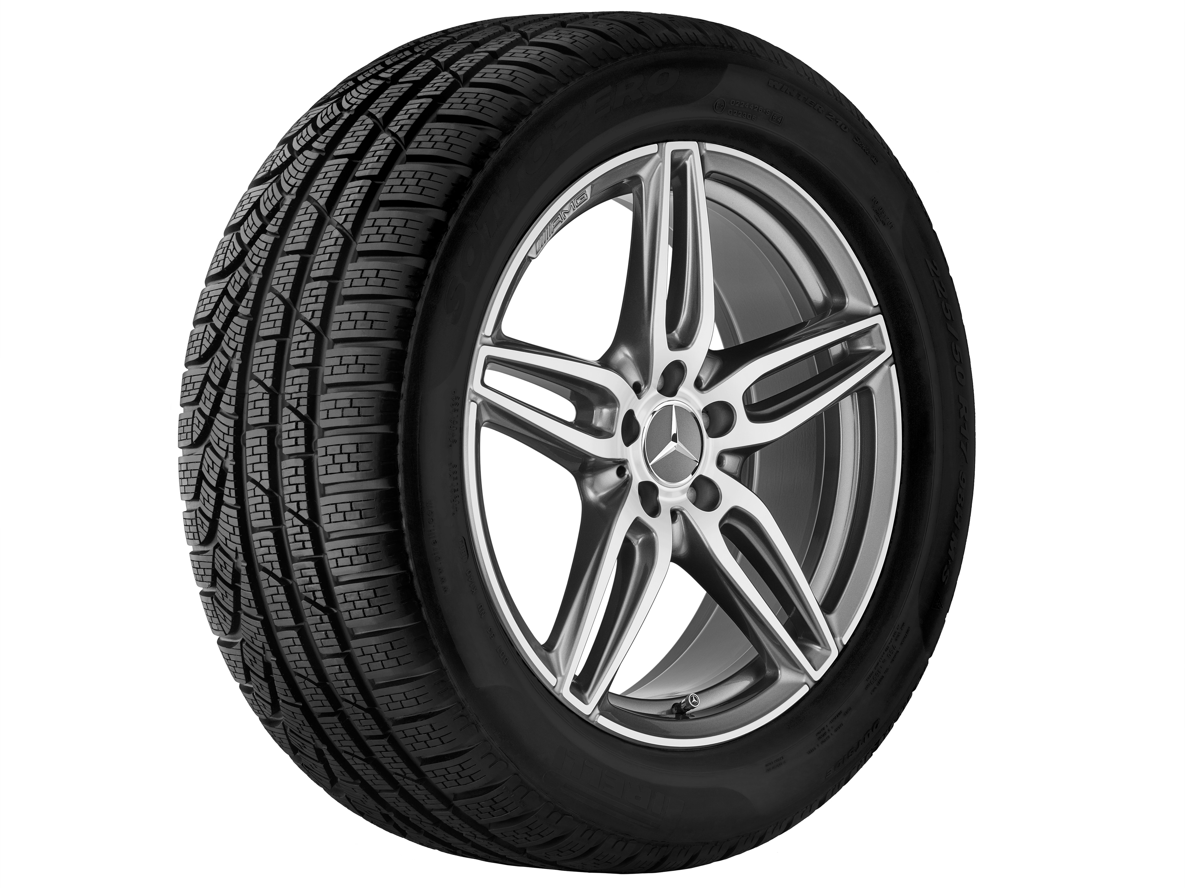 Obręcz AMG z 5 podwójnymi ramionami, 48,3 cm (19 cali) - 8 J x 19 ET 20, szarość tytanu, toczone na połysk