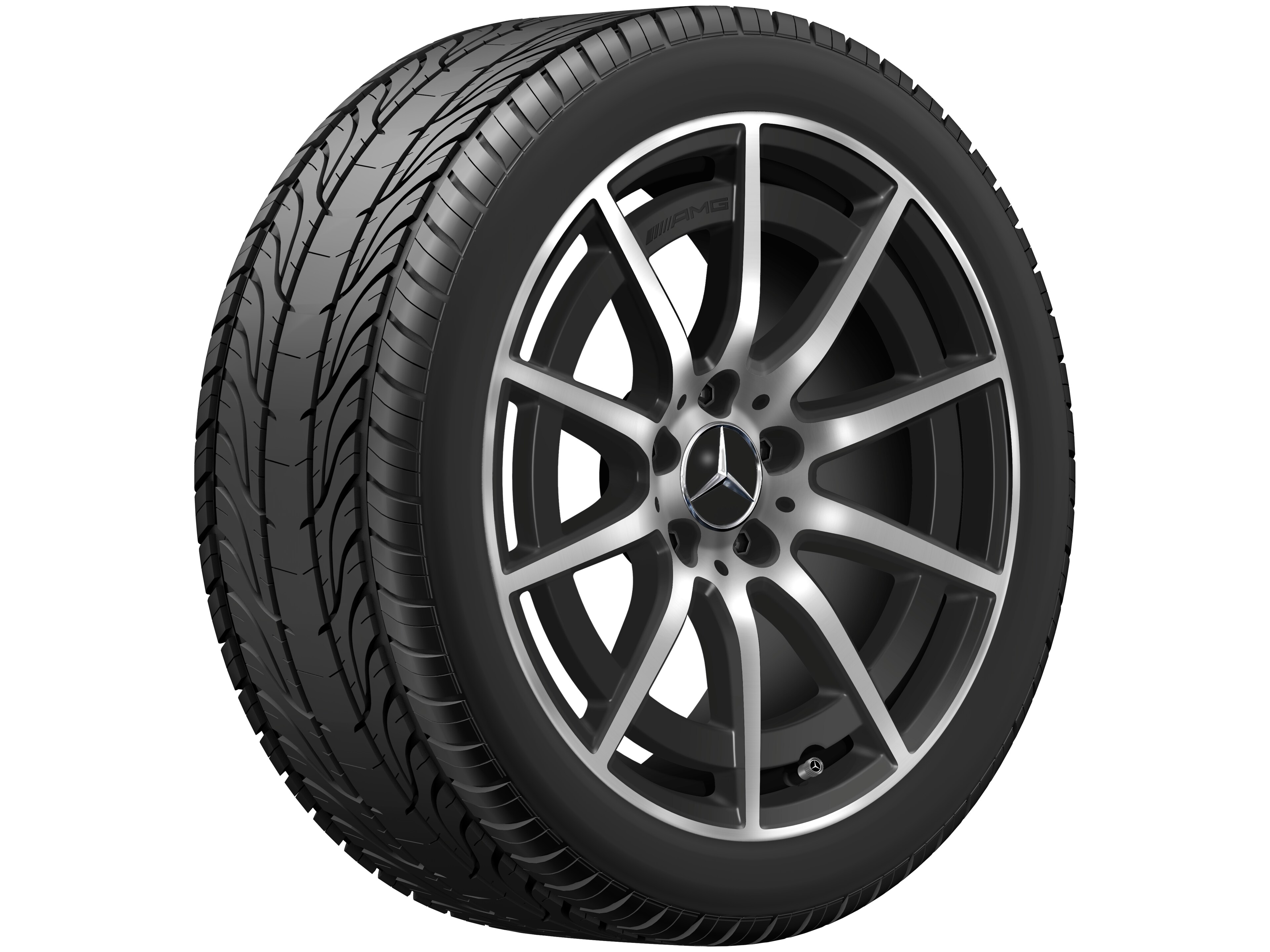 Obręcz AMG 10-ramienna, 45,7 cm (18 cali) - 8,5 J x 18 ET 46, czarny mat, toczone na połysk