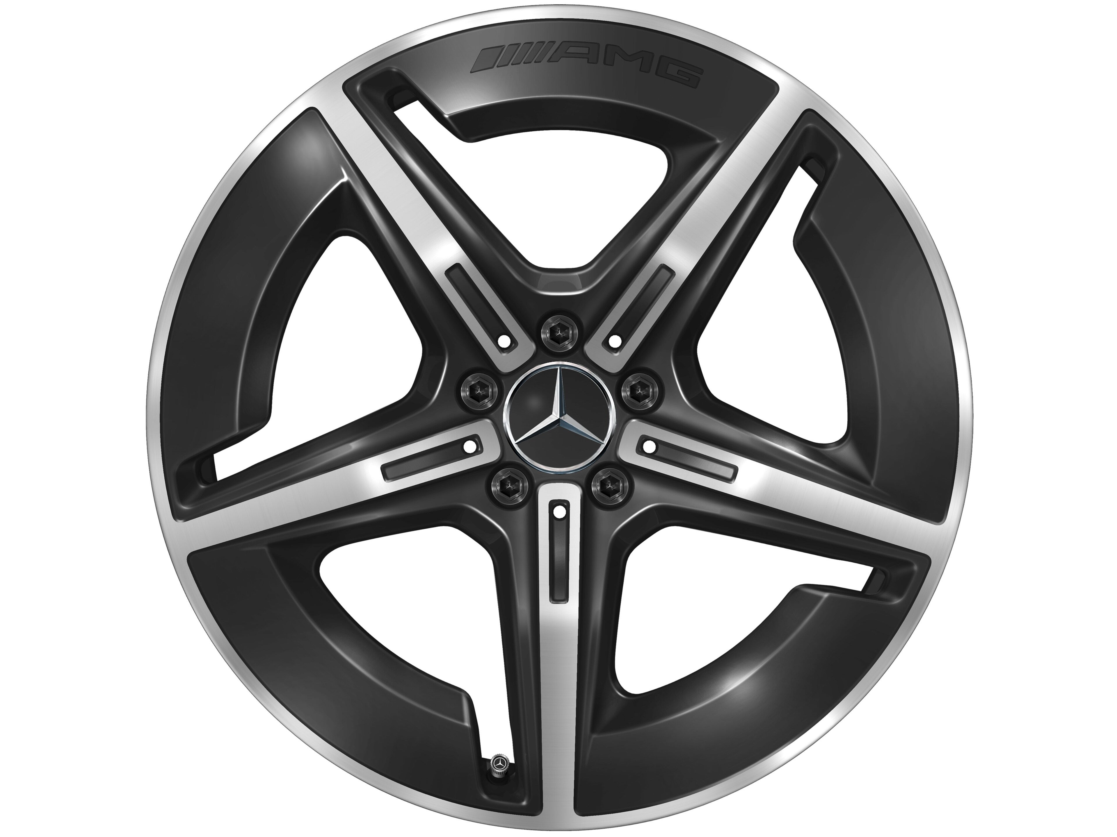 Obręcz AMG z lekkiego stopu, 5-ramienne, 50,8 cm (20 cali), zoptymalizowane pod kątem aerodynamiki - 8 J x 20 ET 32,7, czerń, toczone na połysk