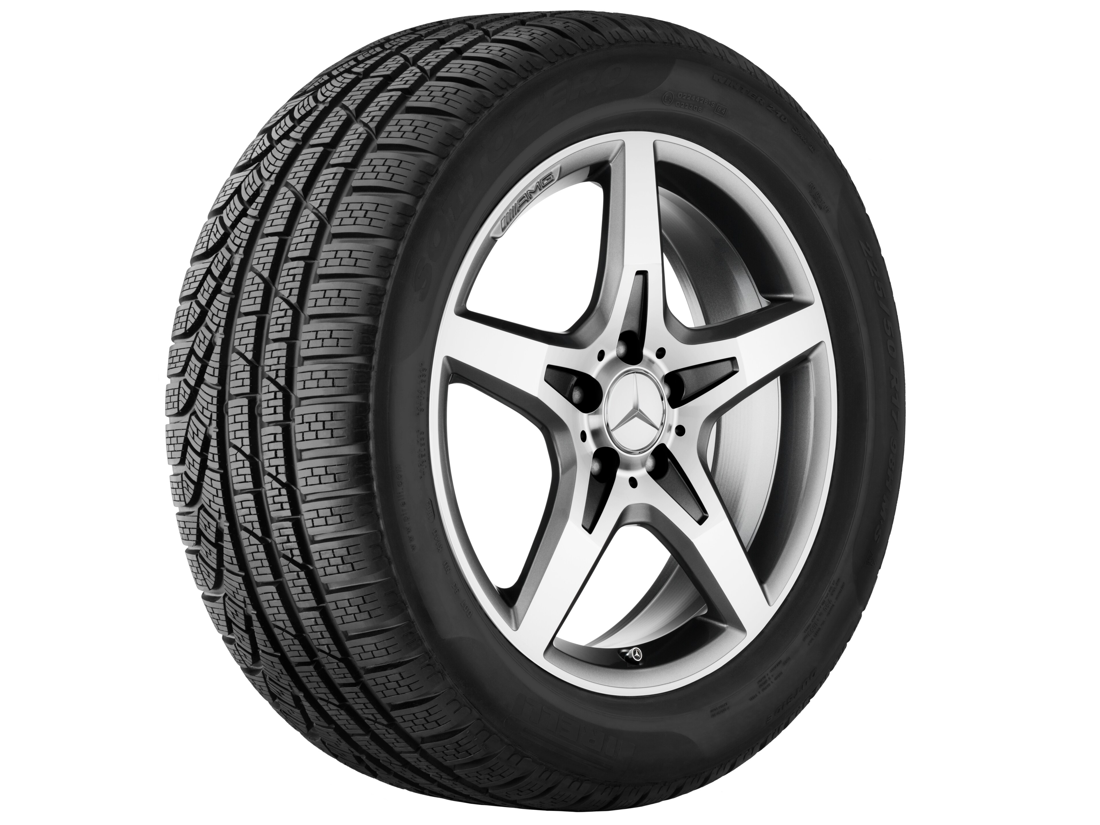 Obręcz AMG 5-ramienna, 45,7 cm (18 cali) - 7,5 J x 18 ET 42, szarość tytanu, toczone na połysk