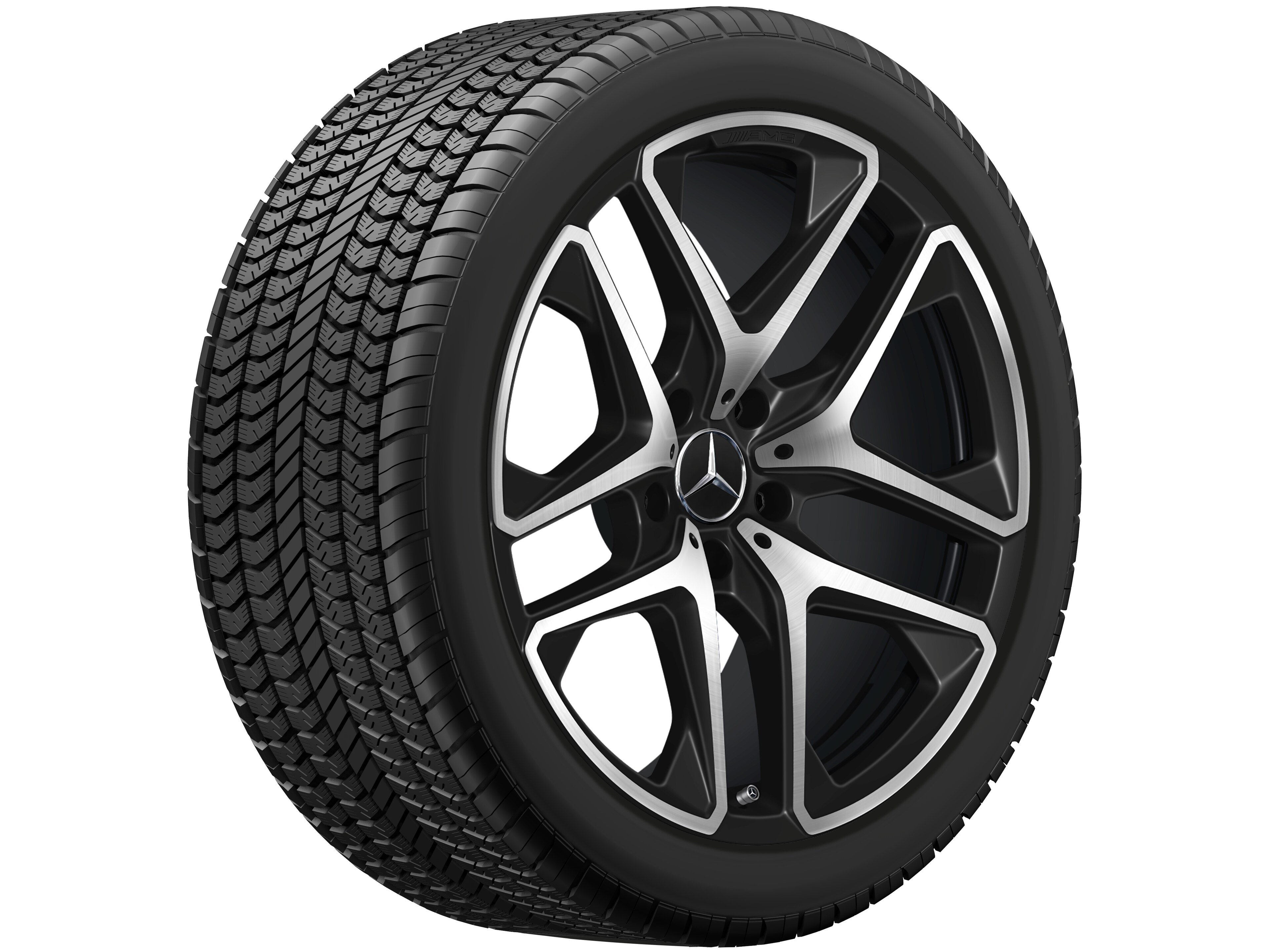 Obręcz AMG z 5 podwójnymi ramionami, 53,3 cm (21 cali) - 10 J x 21 ET 33, czarny mat, toczone na połysk