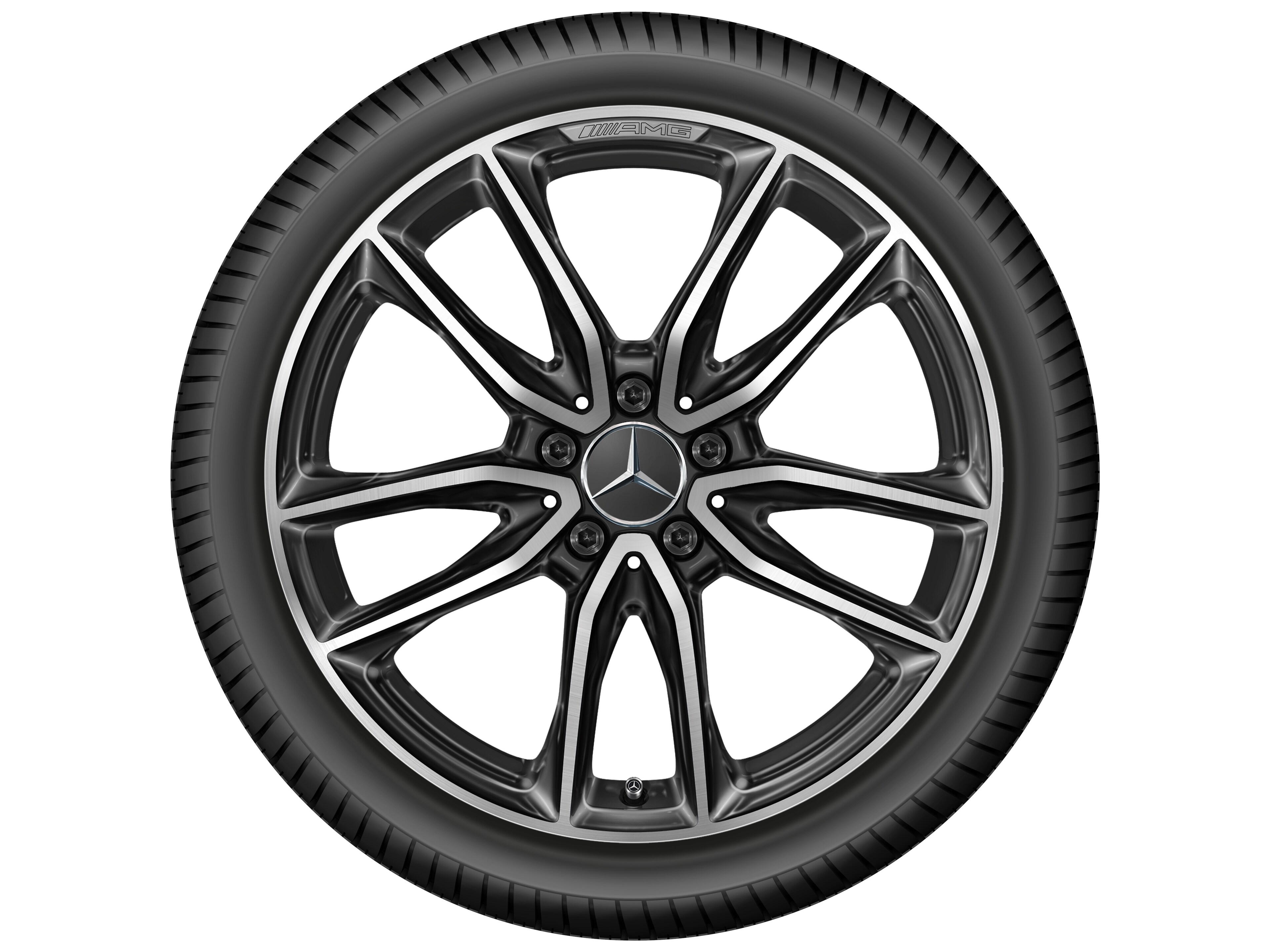 Obręcz AMG z 5 podwójnymi ramionami, 48,3 cm (19 cali) - 7,5 J x 19 ET 49, czerń, toczone na połysk