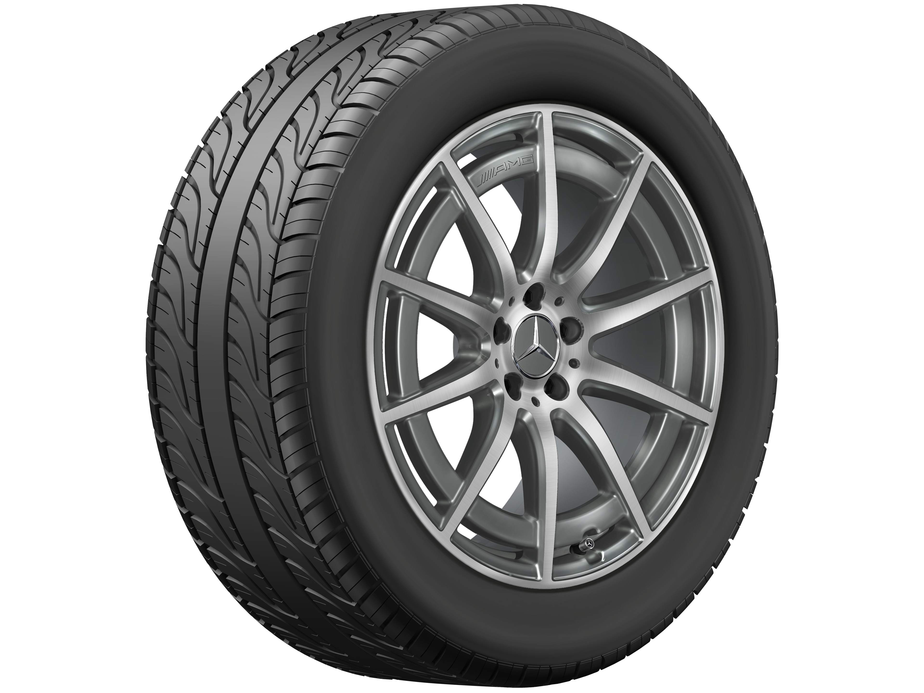 Obręcz AMG 10-ramienna, 48,3 cm (19 cali) - 9,5 J x 19 ET 25, szarość tantalu, toczone na połysk