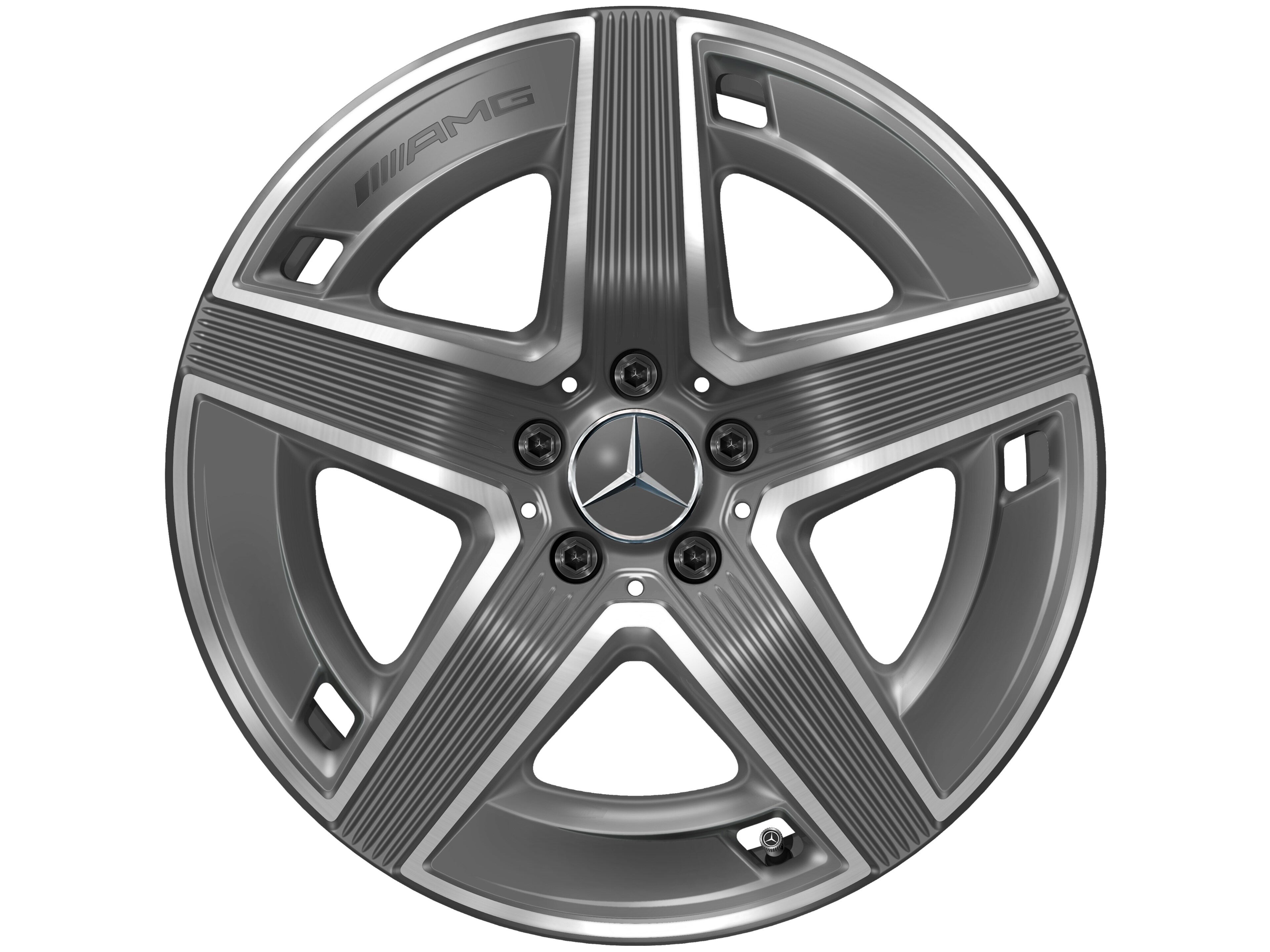 Obręcz AMG 5-ramienna, 48,3 cm (19 cali) - 9 J x 19 ET 30, szarość tantalu, toczone na połysk