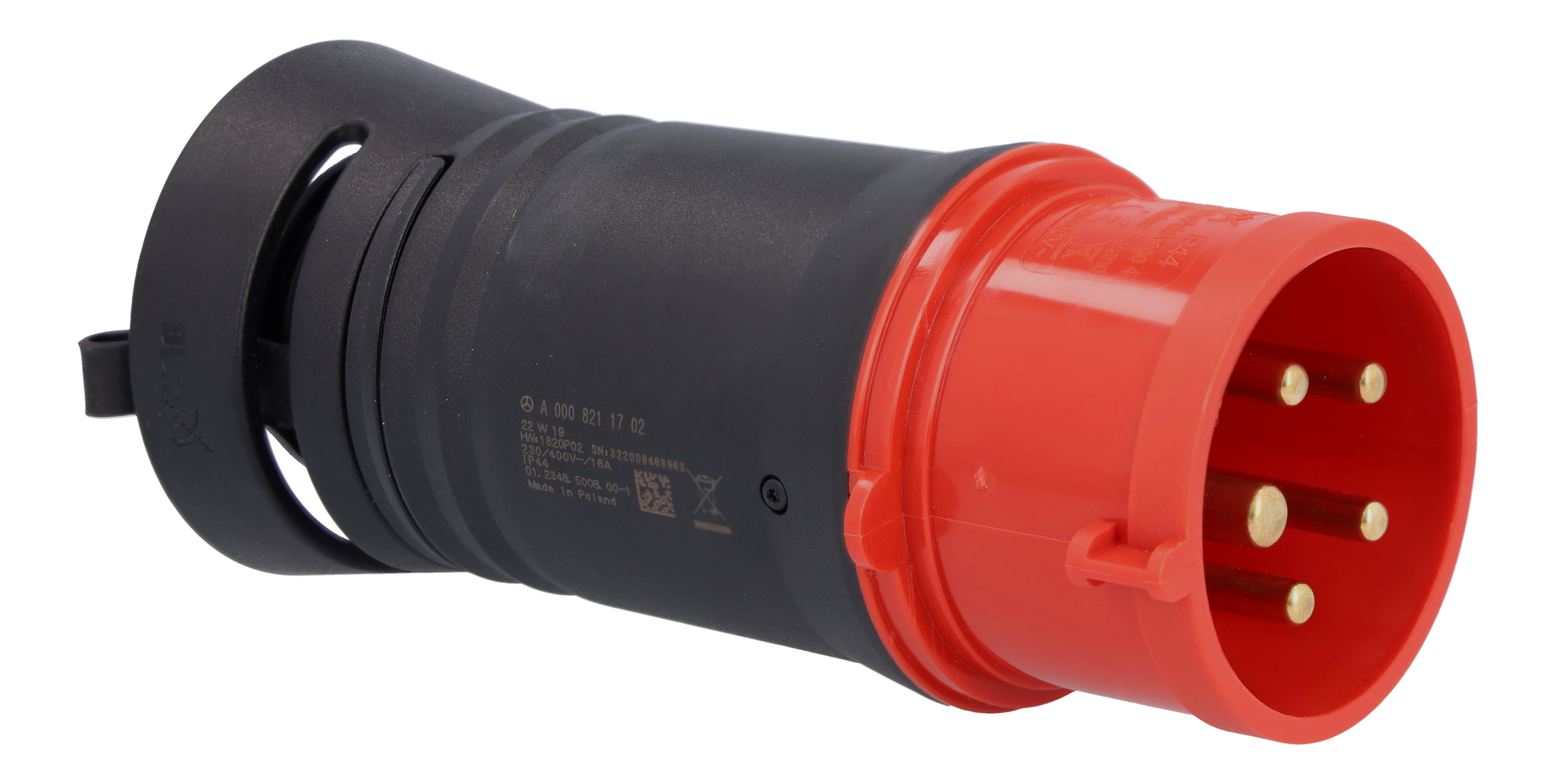 Elastyczny system ładowania Pro, Adapter, CEE 16/3-fazowy - tworzywo sztuczne, czerń, kierownica z lewej/prawej strony