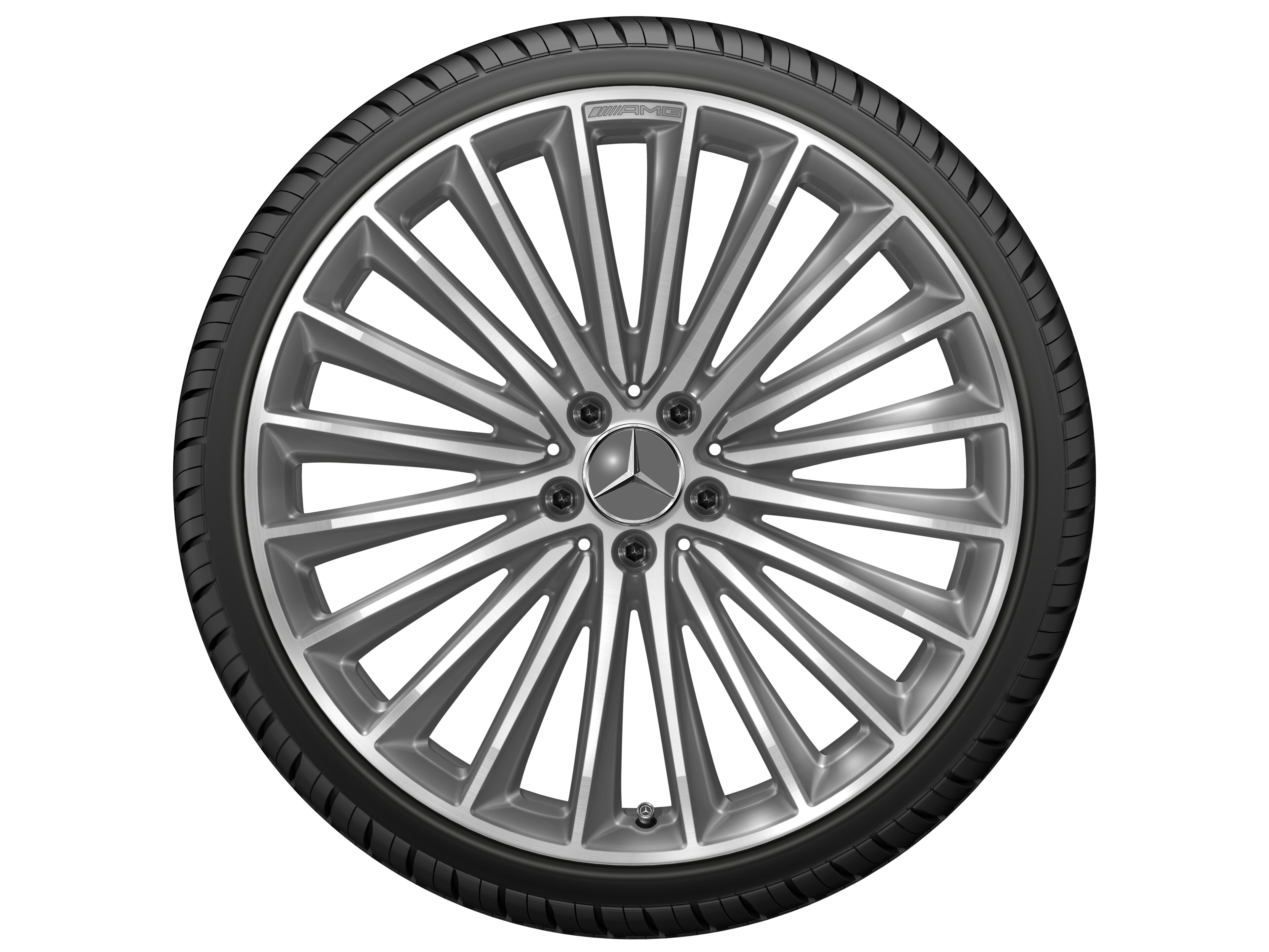 Obręcz AMG z lekkiego stopu, z wzorem wieloramiennym, 53,3 cm (21 cali) - 9 J x 21 ET 50, szarość Himalajów, toczone na połysk