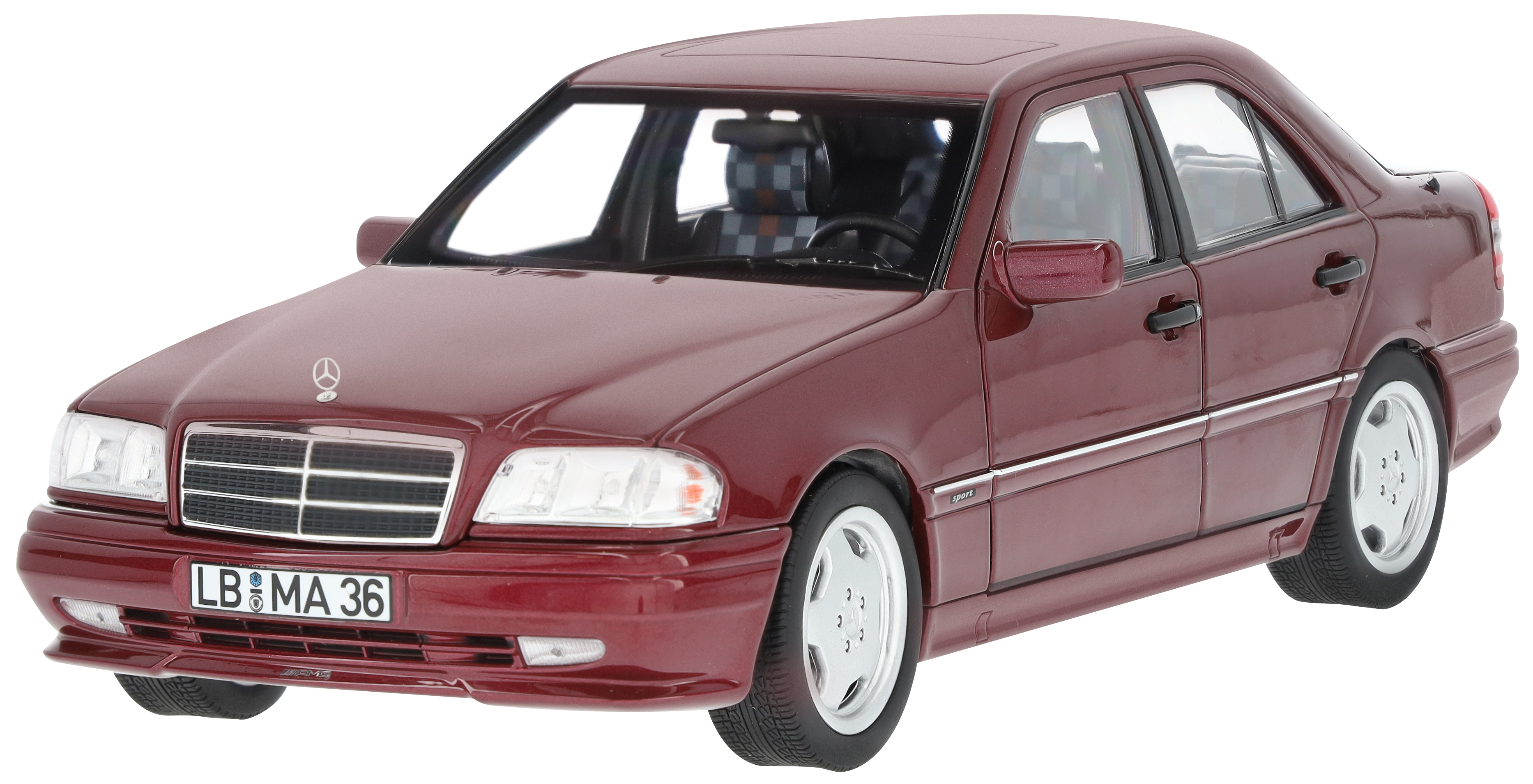 C 36 AMG Limuzyna W 202 (1993–1997) - czerwień almandyny, Norev, 1:18