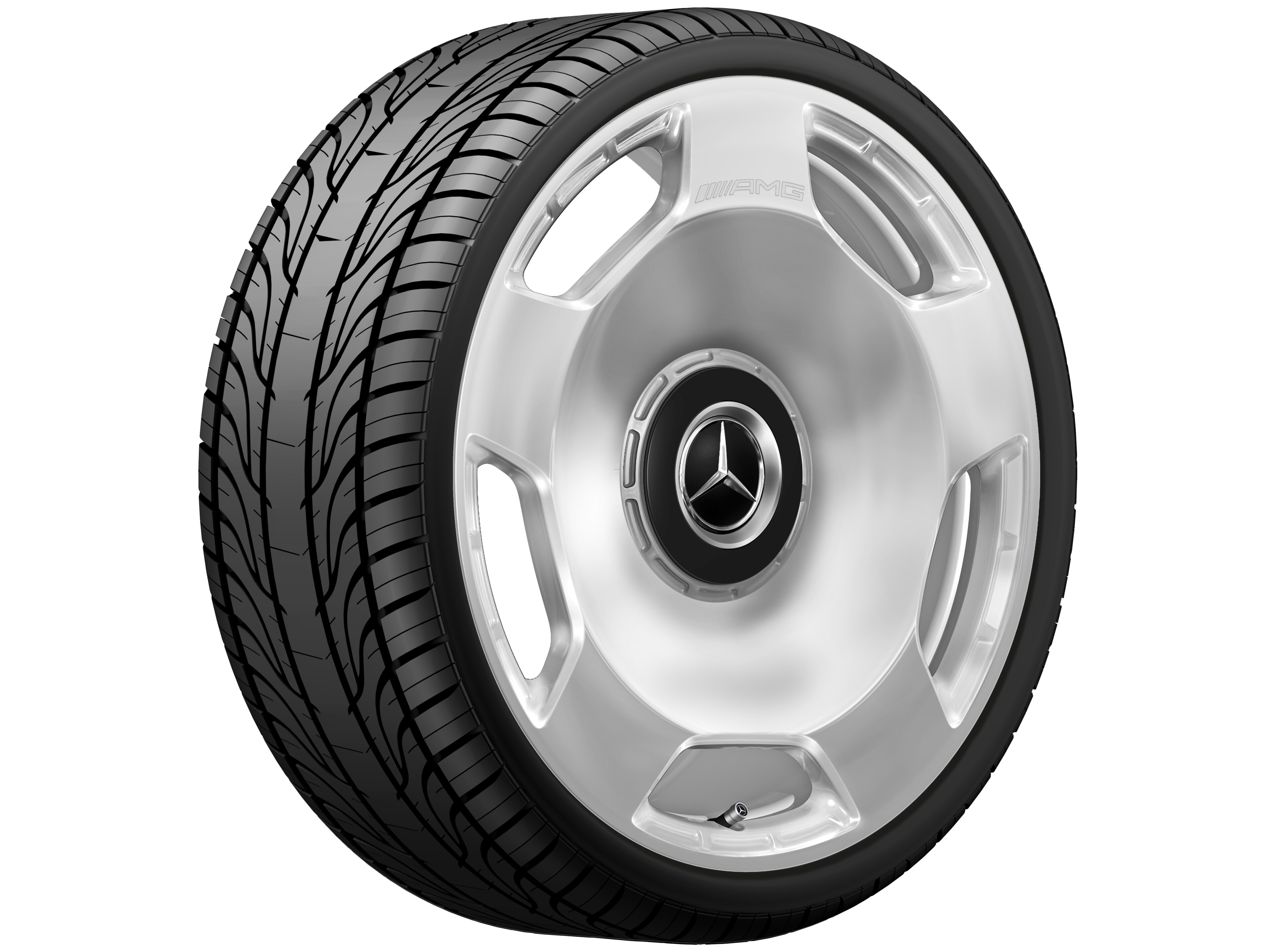 Obręcz kuta AMG 5-otworowe, 58,4 cm (23 cale) - 11,5 J x 23 ET 47, srebrny, polerowane na połysk